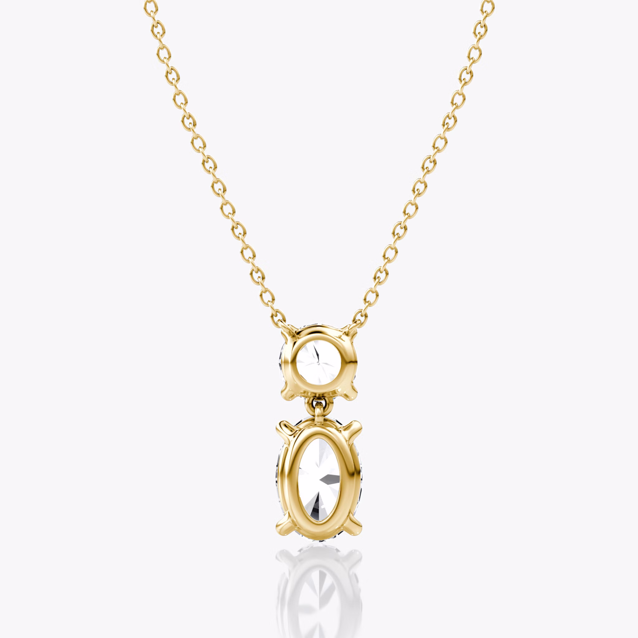 Signature Duo Drop Necklace | Round Brilliant and Oval | 14k | Yellow Gold | caratWeight: 3ct