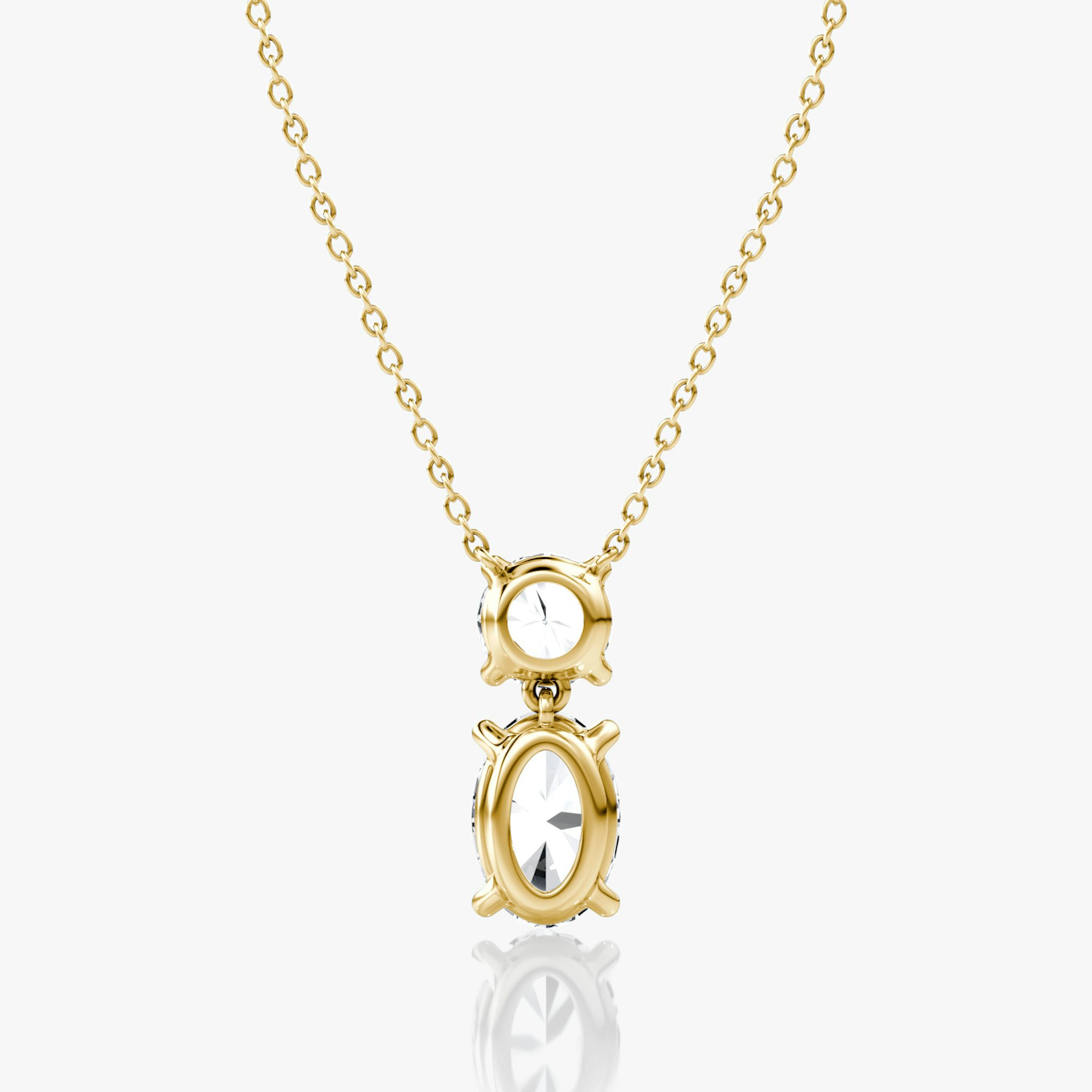 Signature Duo Drop Necklace | Round Brilliant and Oval | 14k | Yellow Gold | caratWeight: 3ct