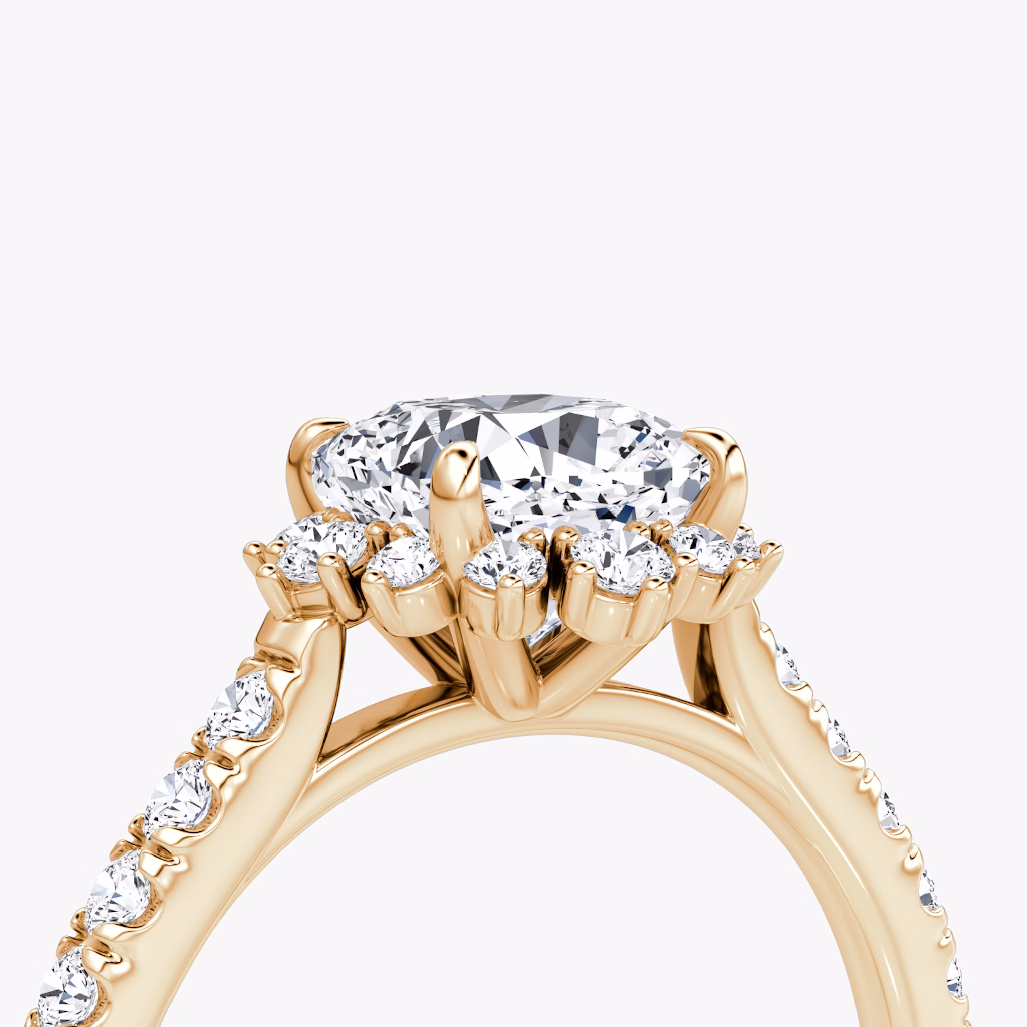 The Aurora Halo | Cushion | 14k | Rose Gold | bandAccent: Pavé | diamondOrientation: vertical | caratWeight: other