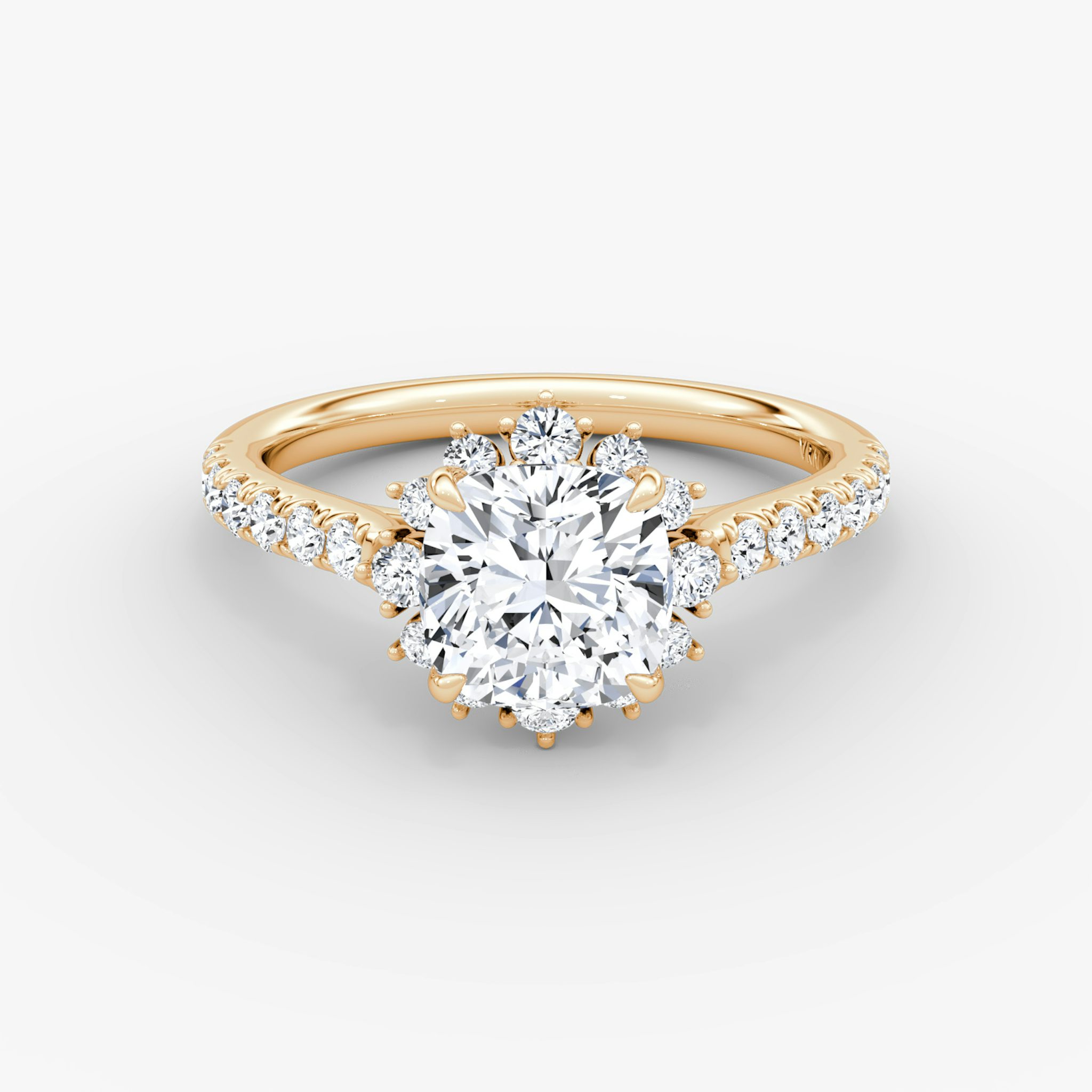 The Aurora Halo | Cushion | 14k | Rose Gold | bandAccent: Pavé | diamondOrientation: vertical | caratWeight: other
