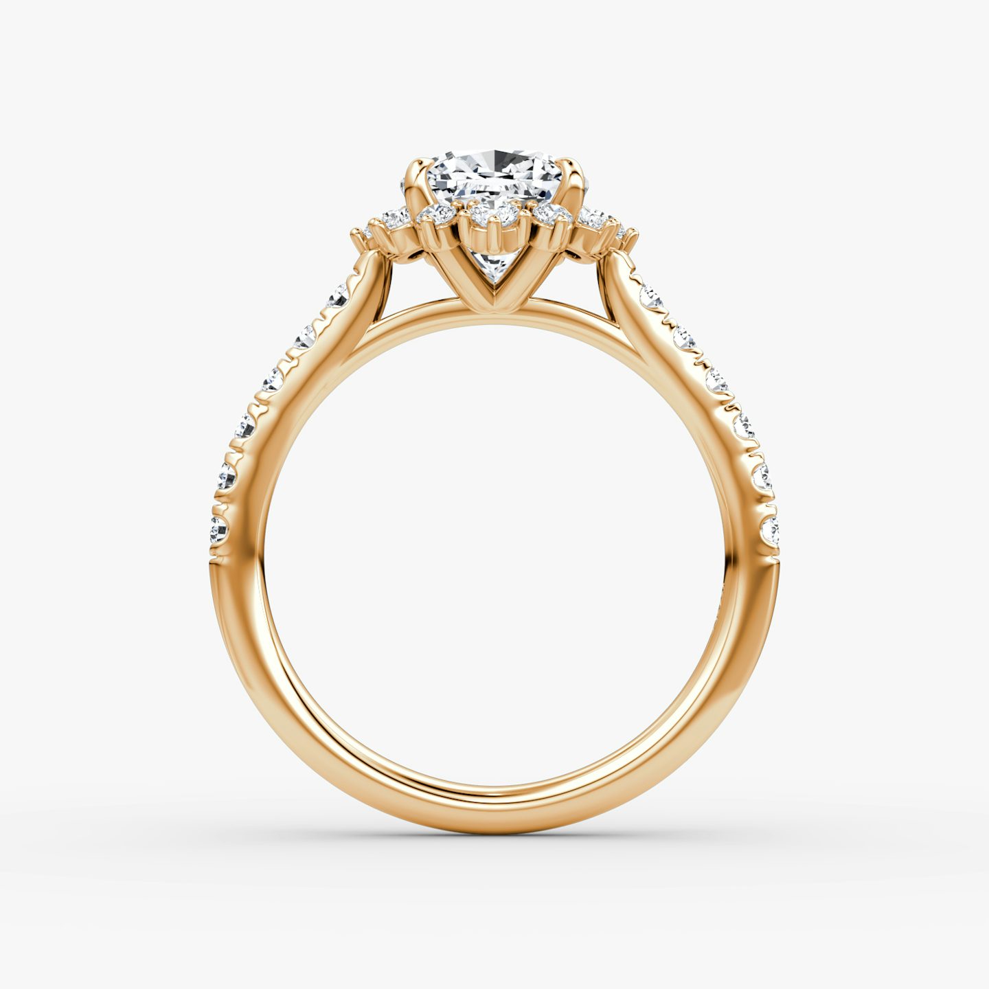 The Aurora Halo | Cushion | 14k | Rose Gold | bandAccent: Pavé | diamondOrientation: vertical | caratWeight: other