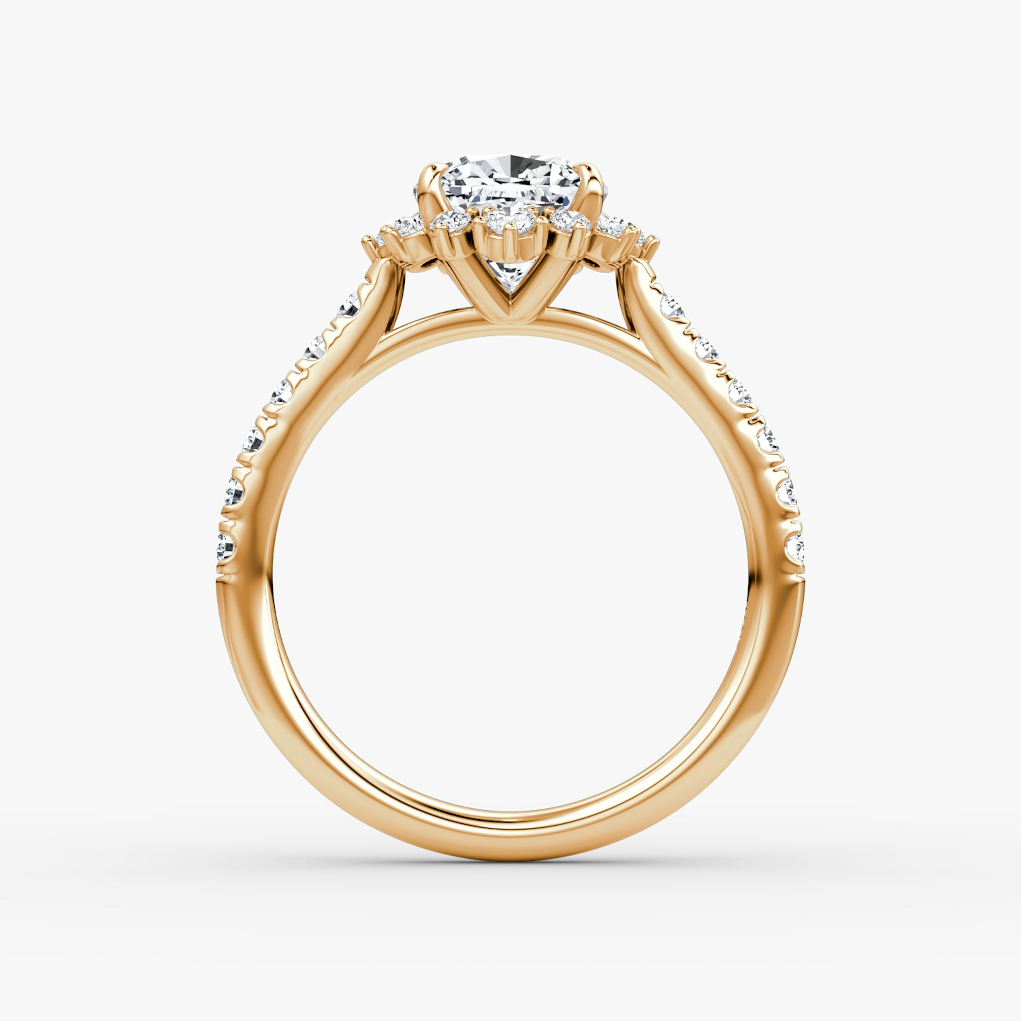 The Aurora Halo | Cushion | 14k | Rose Gold | bandAccent: Pavé | diamondOrientation: vertical | caratWeight: other
