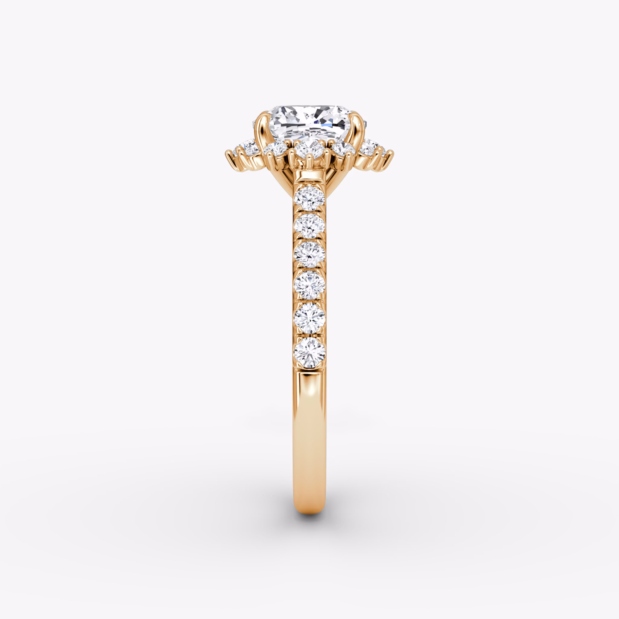 The Aurora Halo | Cushion | 14k | Rose Gold | bandAccent: Pavé | diamondOrientation: vertical | caratWeight: other