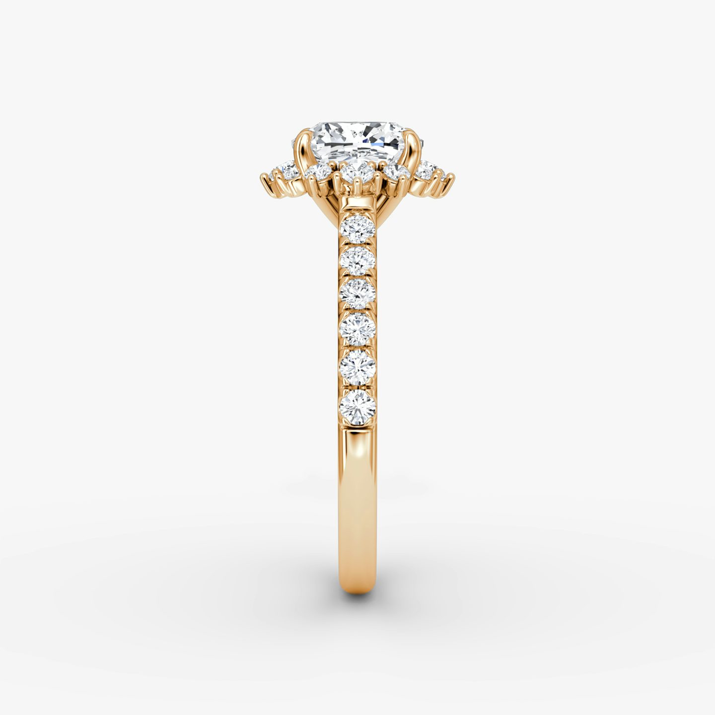 The Aurora Halo | Cushion | 14k | Rose Gold | bandAccent: Pavé | diamondOrientation: vertical | caratWeight: other