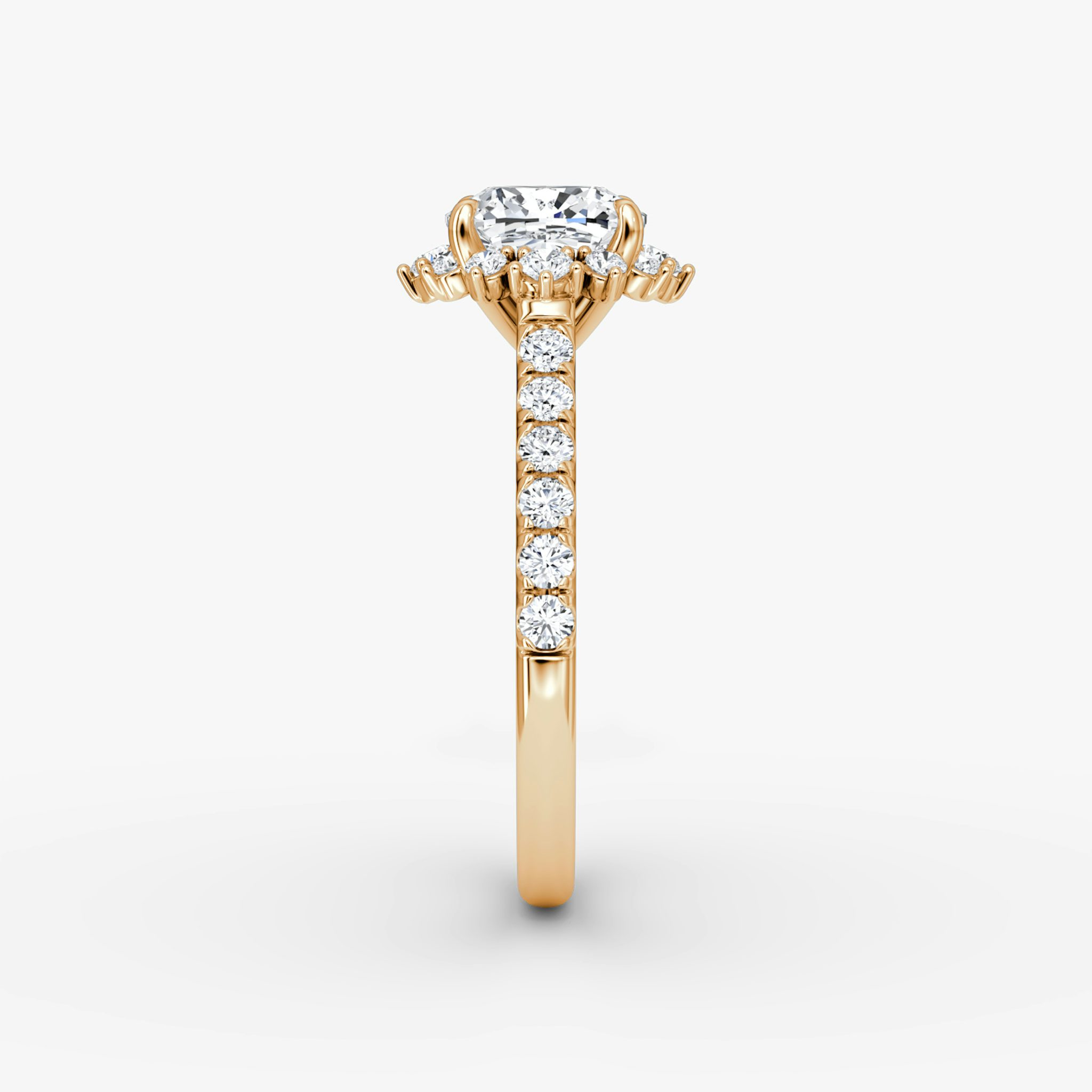The Aurora Halo | Cushion | 14k | Rose Gold | bandAccent: Pavé | diamondOrientation: vertical | caratWeight: other