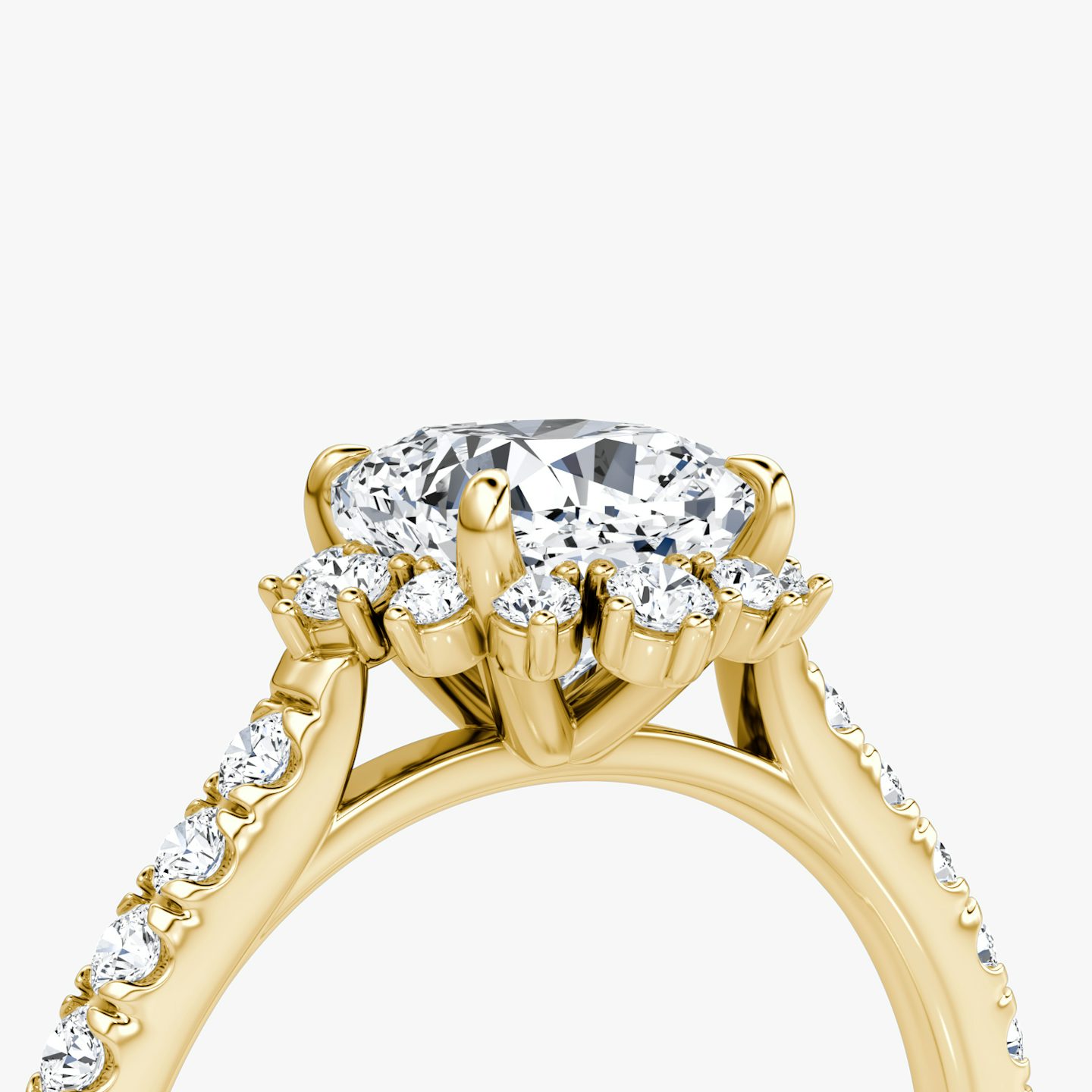 Aurora Halo | Cushion | 18k | Gelbgold | bandAccent: Mit Pavé-Besatz | diamondOrientation: vertical | caratWeight: other