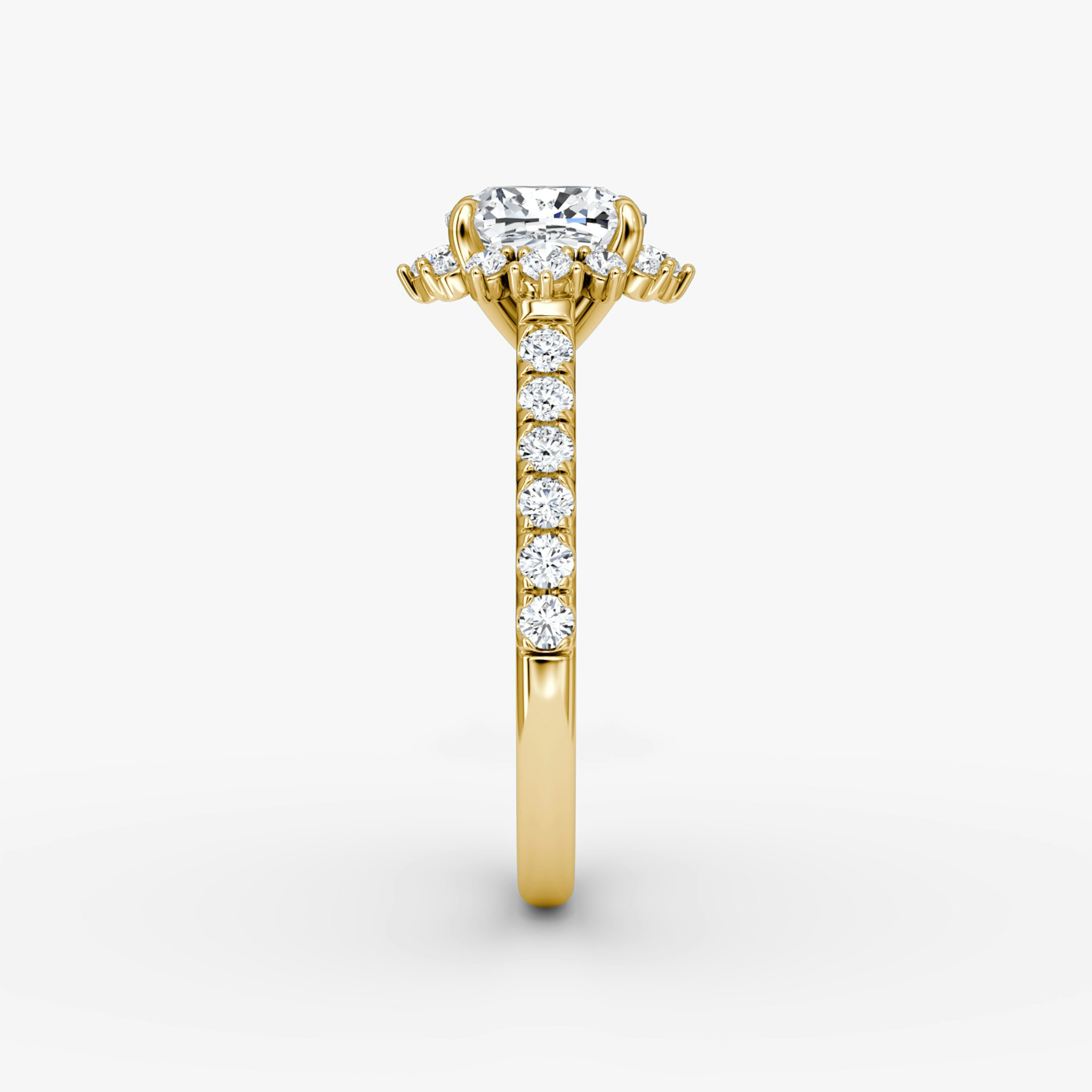 The Aurora Halo | Cushion | 18k | Yellow Gold | bandAccent: Pavé | diamondOrientation: vertical | caratWeight: other