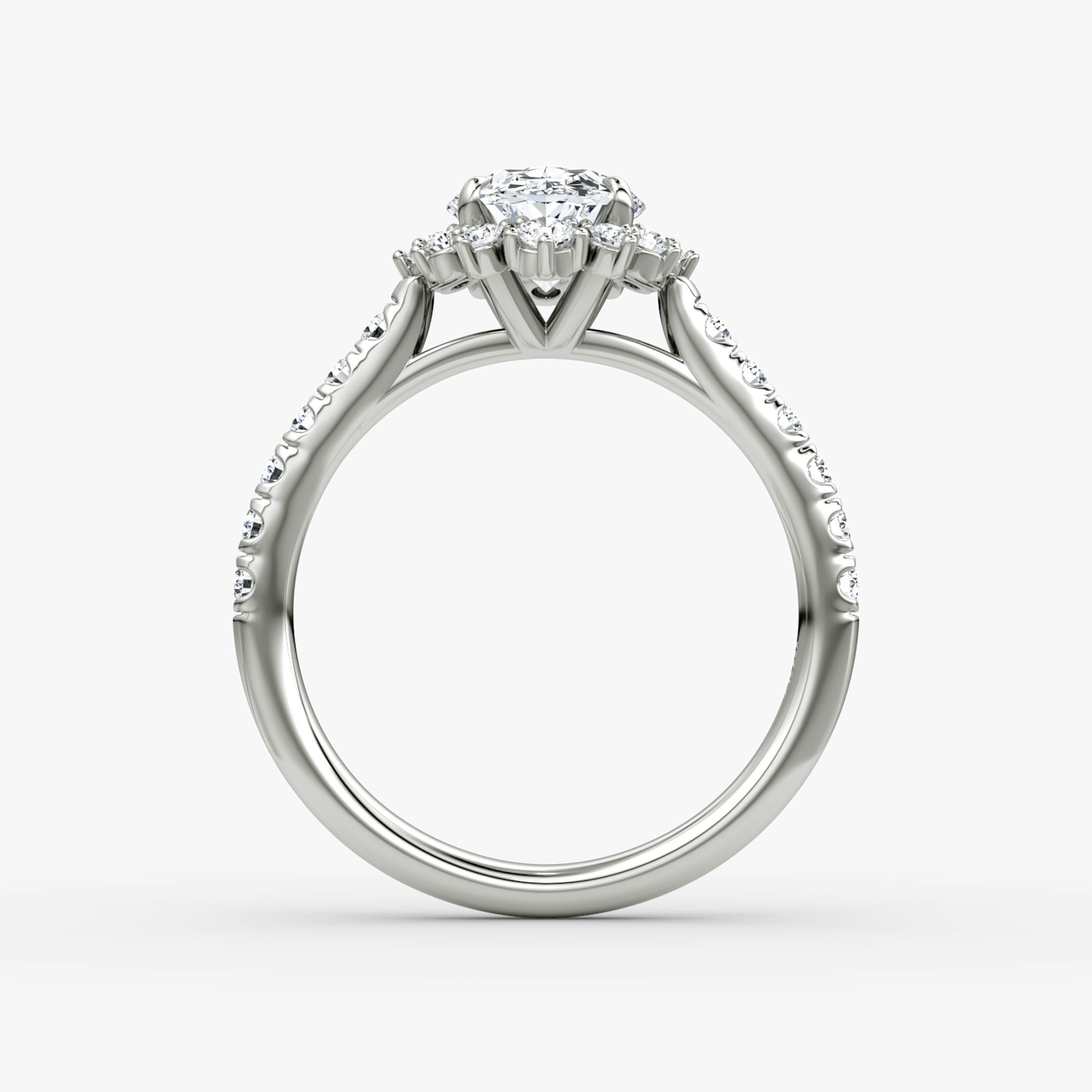 The Aurora Halo | Oval | 18k | White Gold | bandAccent: Pavé | diamondOrientation: vertical | caratWeight: other