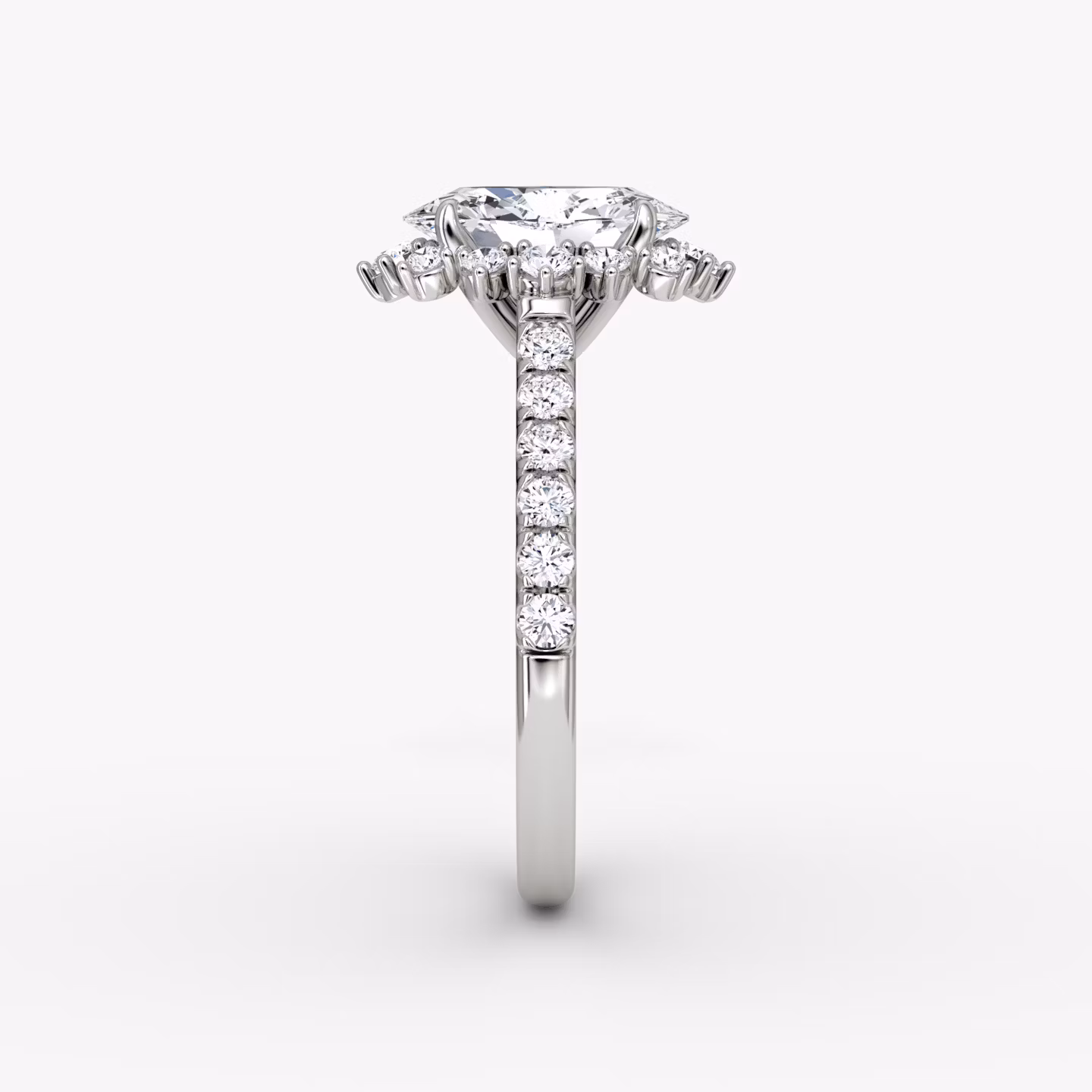 The Aurora Halo | Oval | 18k | White Gold | bandAccent: Pavé | diamondOrientation: vertical | caratWeight: other