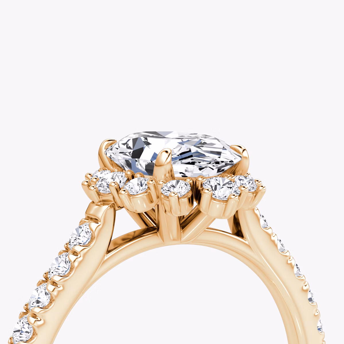 The Aurora Halo | Oval | 14k | Rose Gold | bandAccent: Pavé | diamondOrientation: vertical | caratWeight: other