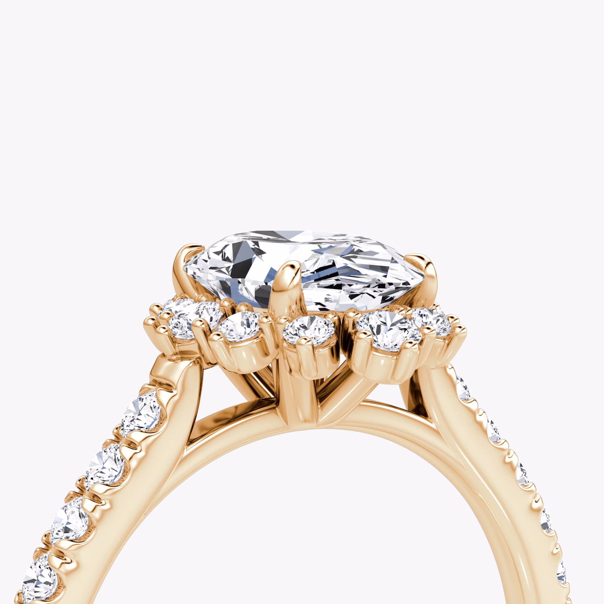 The Aurora Halo | Oval | 14k | Rose Gold | bandAccent: Pavé | diamondOrientation: vertical | caratWeight: other