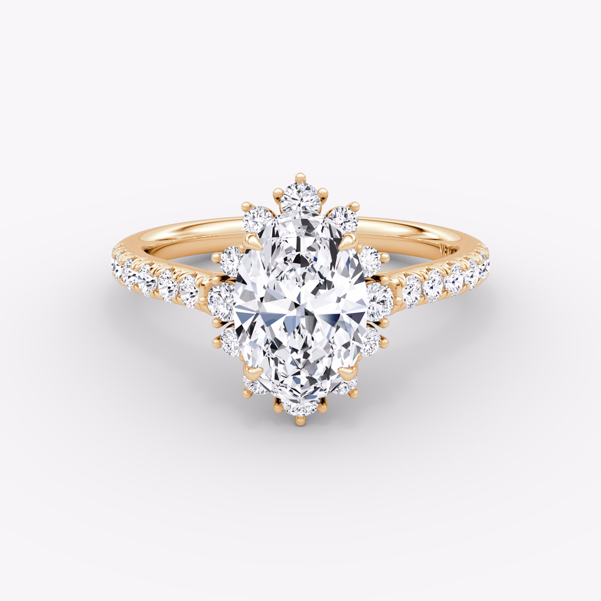 The Aurora Halo | Oval | 14k | Rose Gold | bandAccent: Pavé | diamondOrientation: vertical | caratWeight: other