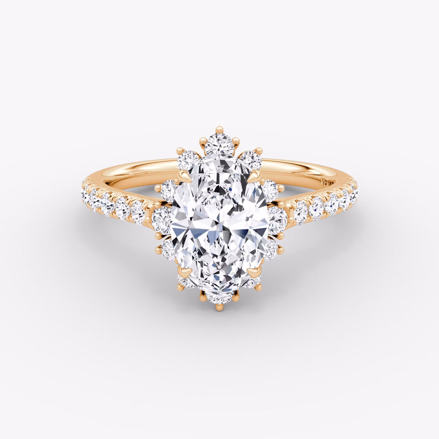 The Aurora Halo | Oval | 14k | Rose Gold | bandAccent: Pavé | diamondOrientation: vertical | caratWeight: other
