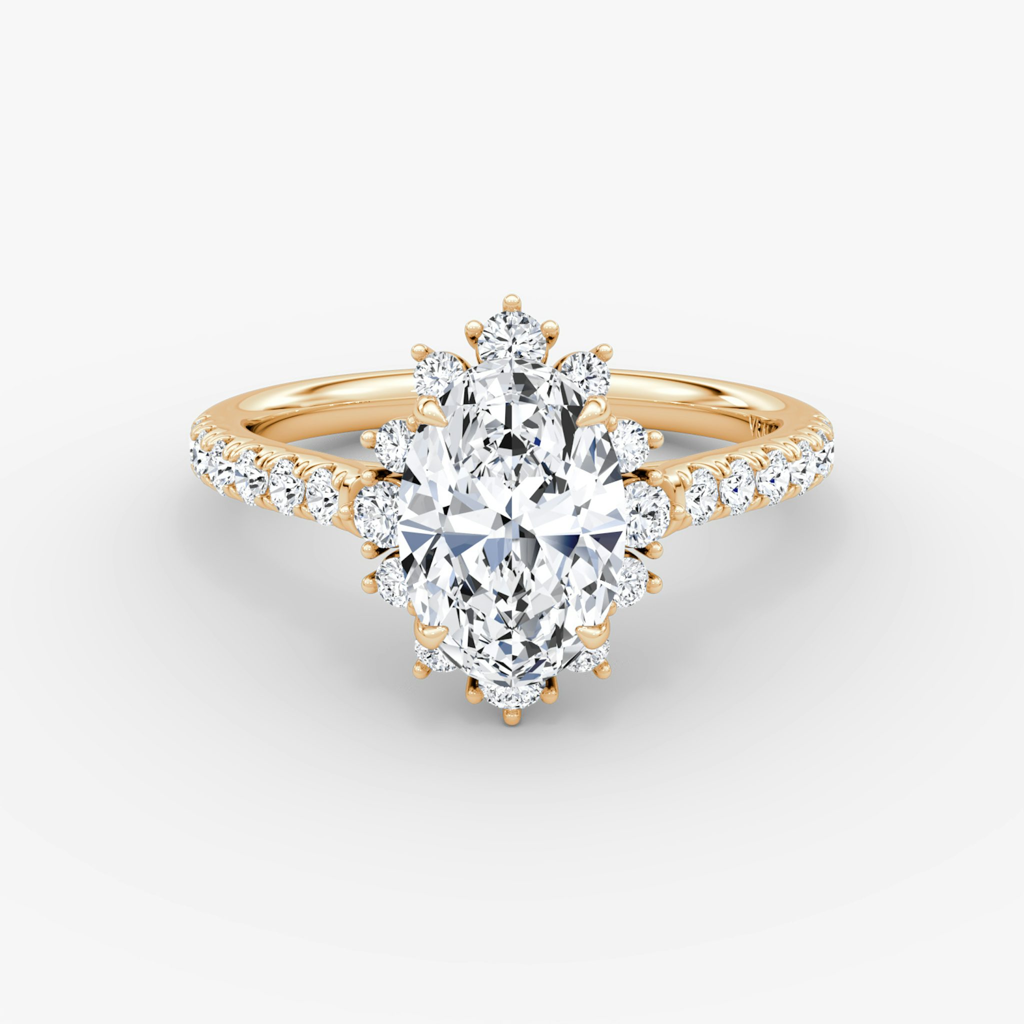 The Aurora Halo | Oval | 14k | Rose Gold | bandAccent: Pavé | diamondOrientation: vertical | caratWeight: other