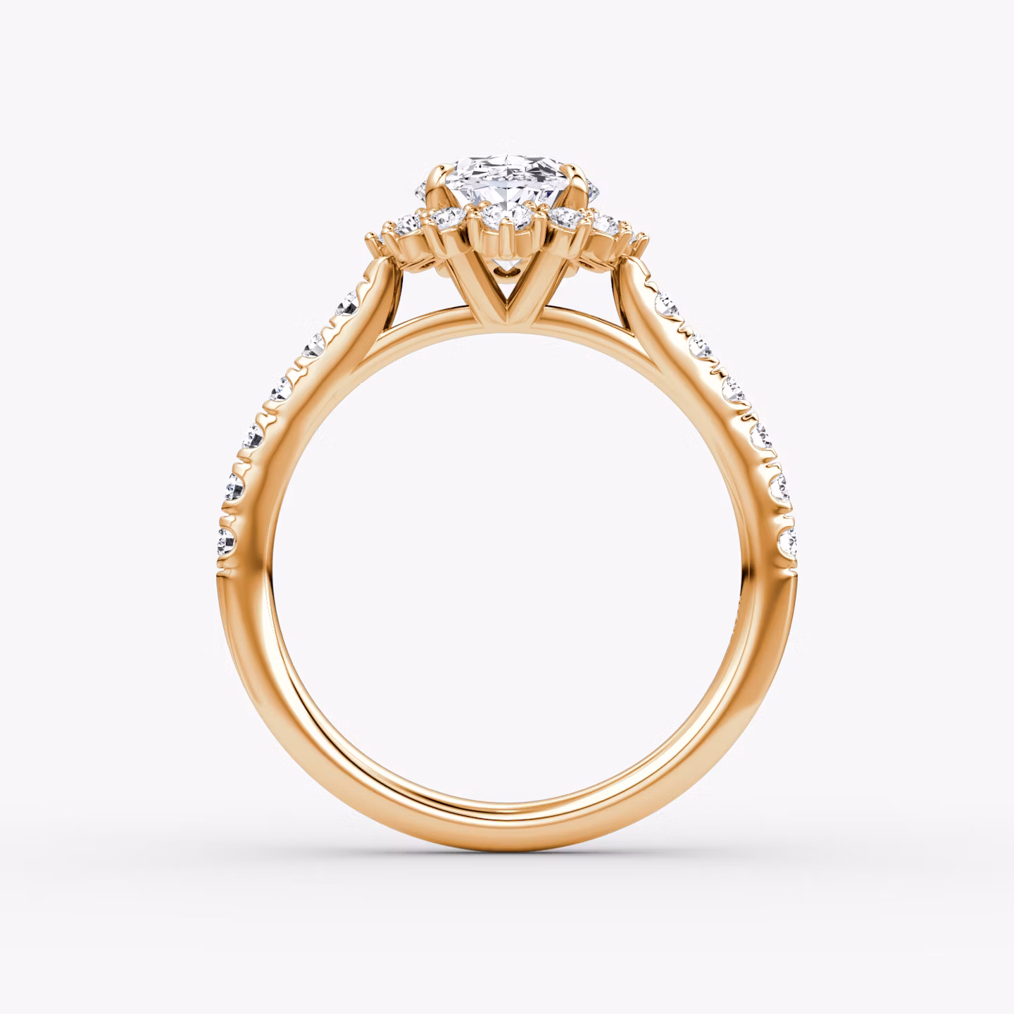 The Aurora Halo | Oval | 14k | Rose Gold | bandAccent: Pavé | diamondOrientation: vertical | caratWeight: other