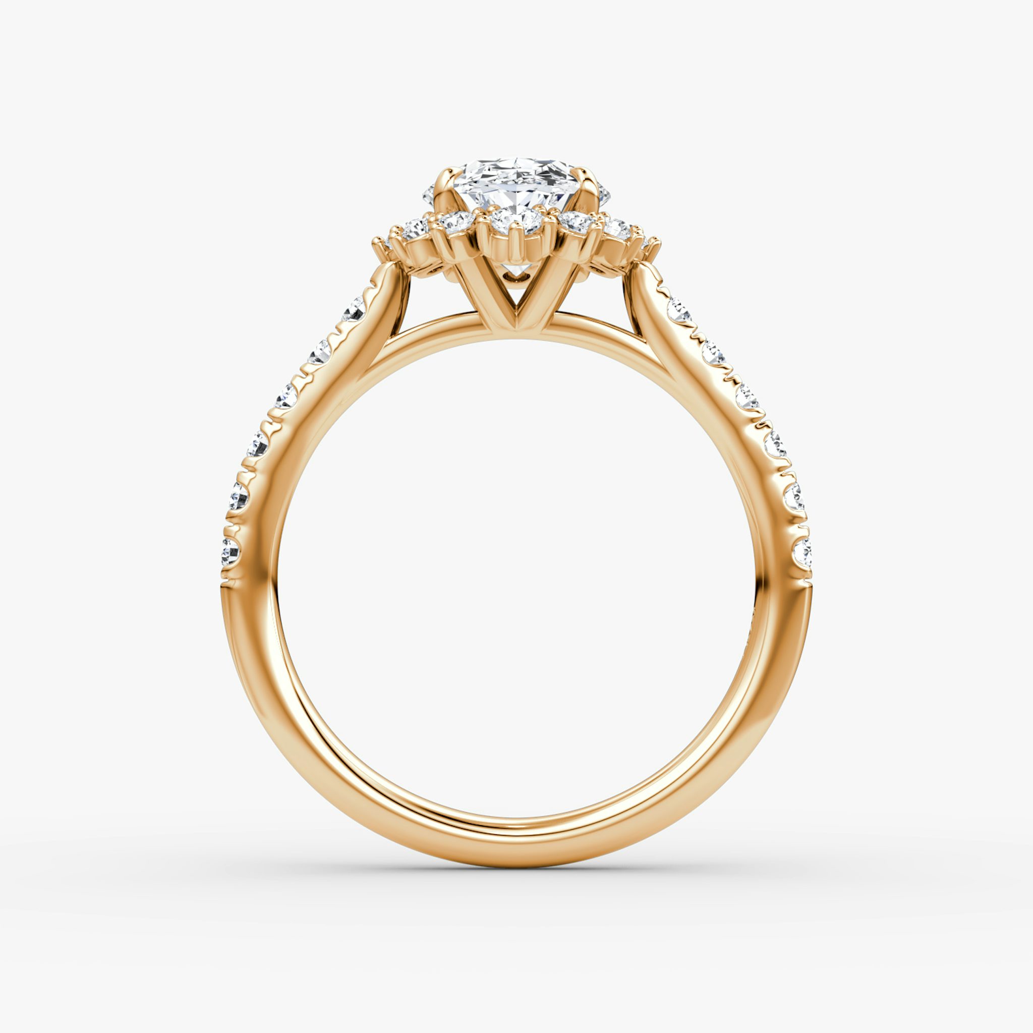 The Aurora Halo | Oval | 14k | Rose Gold | bandAccent: Pavé | diamondOrientation: vertical | caratWeight: other