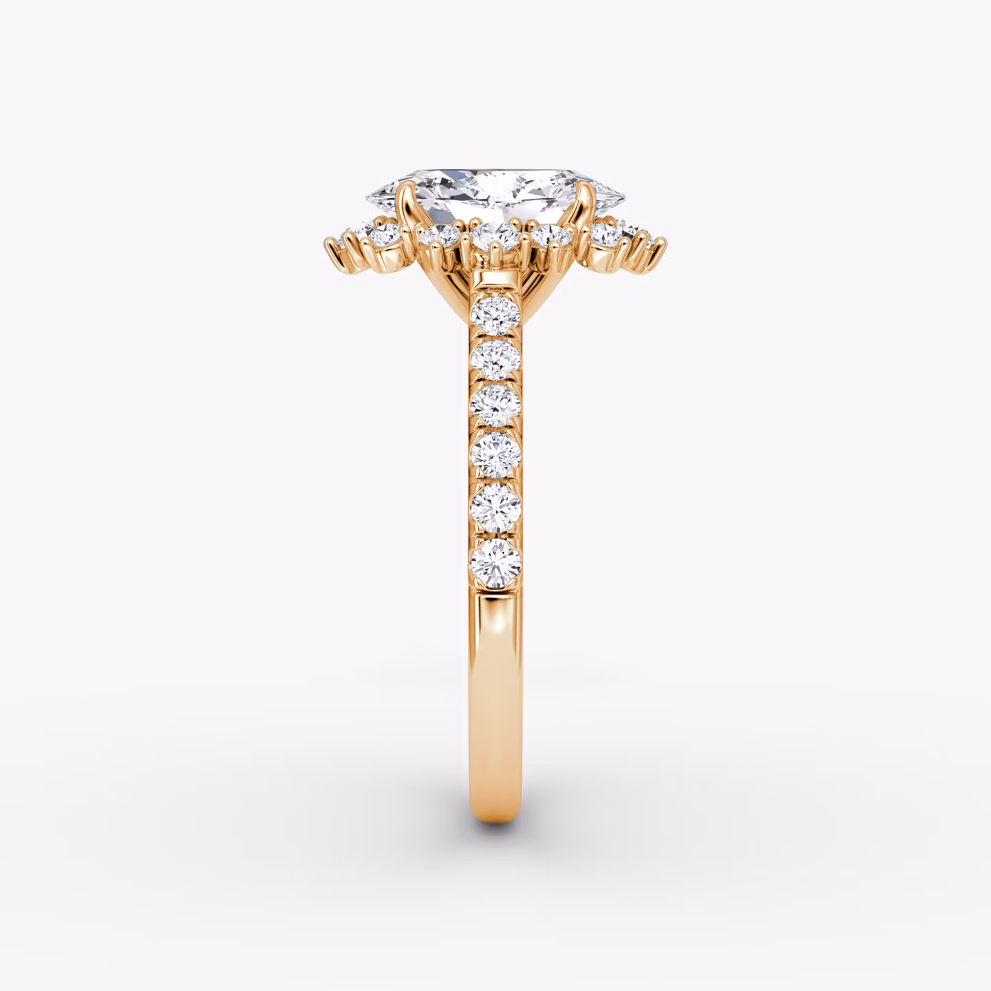 The Aurora Halo | Oval | 14k | Rose Gold | bandAccent: Pavé | diamondOrientation: vertical | caratWeight: other