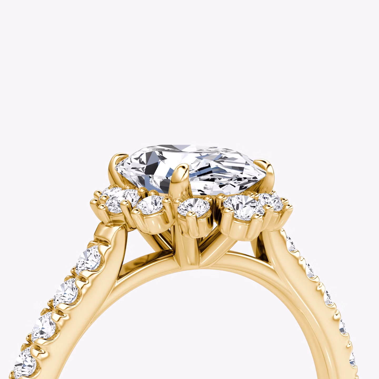 The Aurora Halo | Oval | 18k | Yellow Gold | bandAccent: Pavé | diamondOrientation: vertical | caratWeight: other