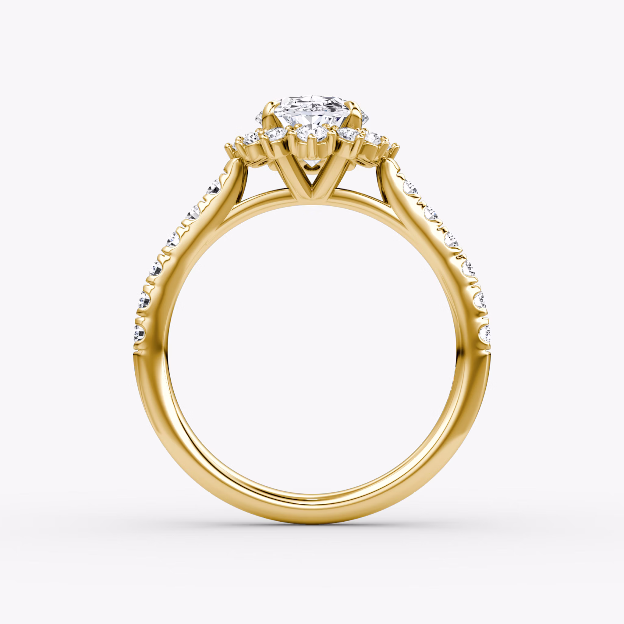 The Aurora Halo | Oval | 18k | Yellow Gold | bandAccent: Pavé | diamondOrientation: vertical | caratWeight: other