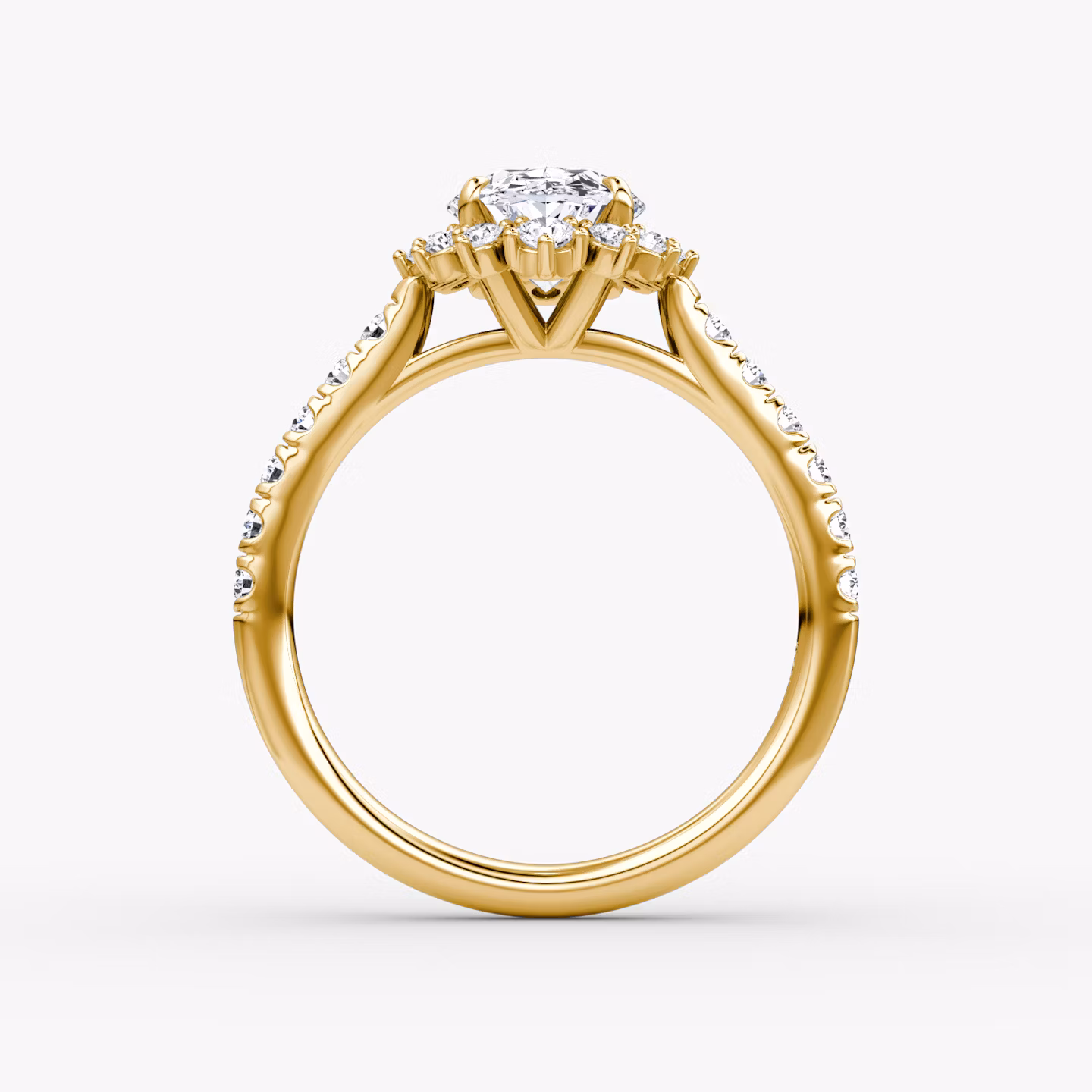 The Aurora Halo | Oval | 18k | Yellow Gold | bandAccent: Pavé | diamondOrientation: vertical | caratWeight: other