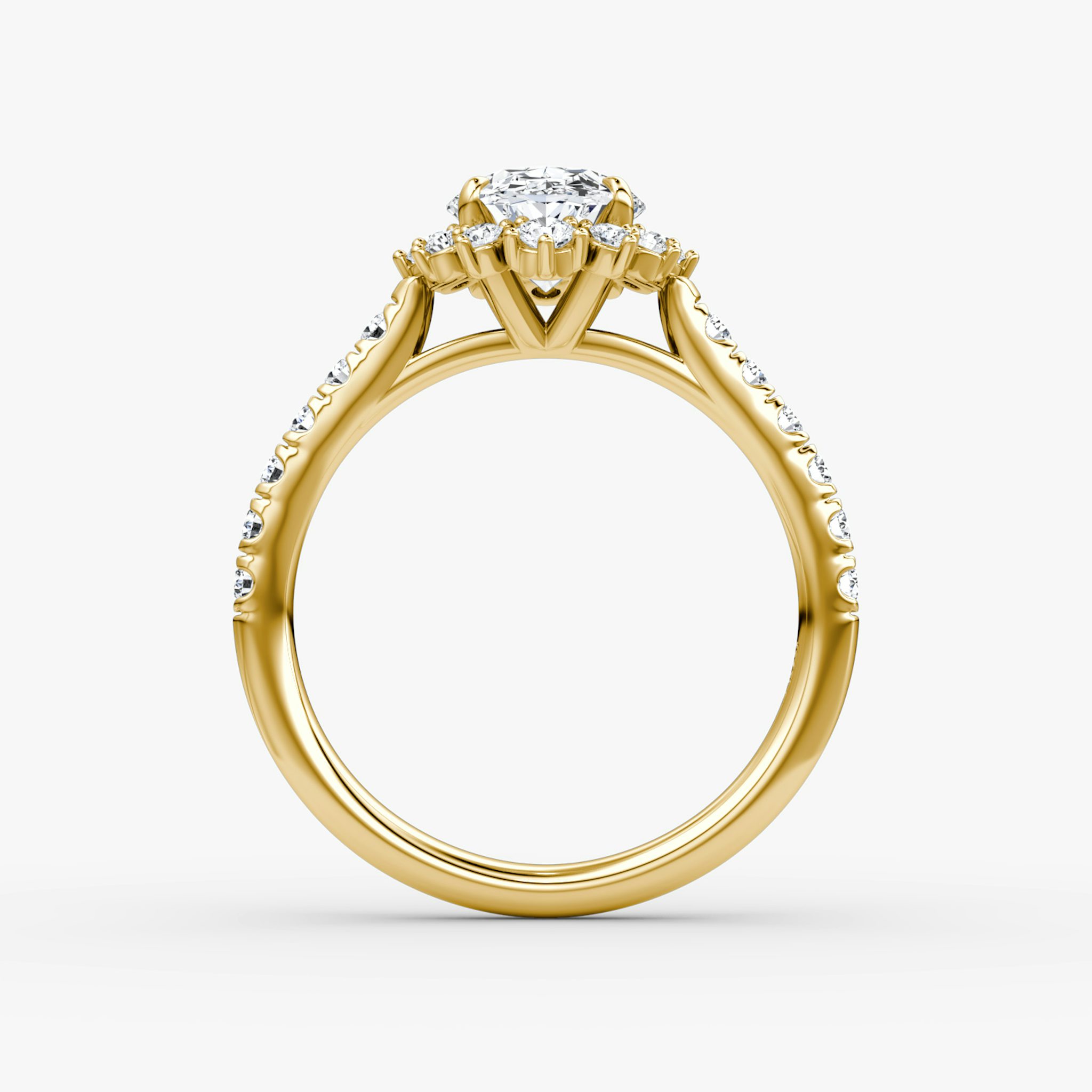 The Aurora Halo | Oval | 18k | Yellow Gold | bandAccent: Pavé | diamondOrientation: vertical | caratWeight: other