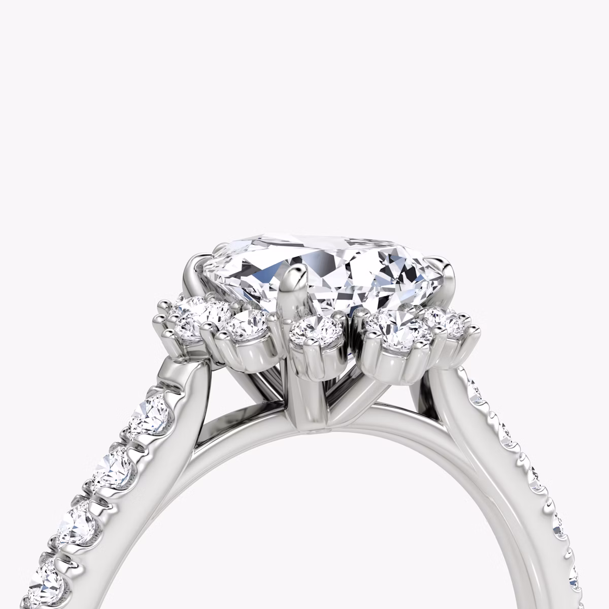 The Aurora Halo | Pear | 18k | White Gold | bandAccent: Pavé | diamondOrientation: vertical | caratWeight: other