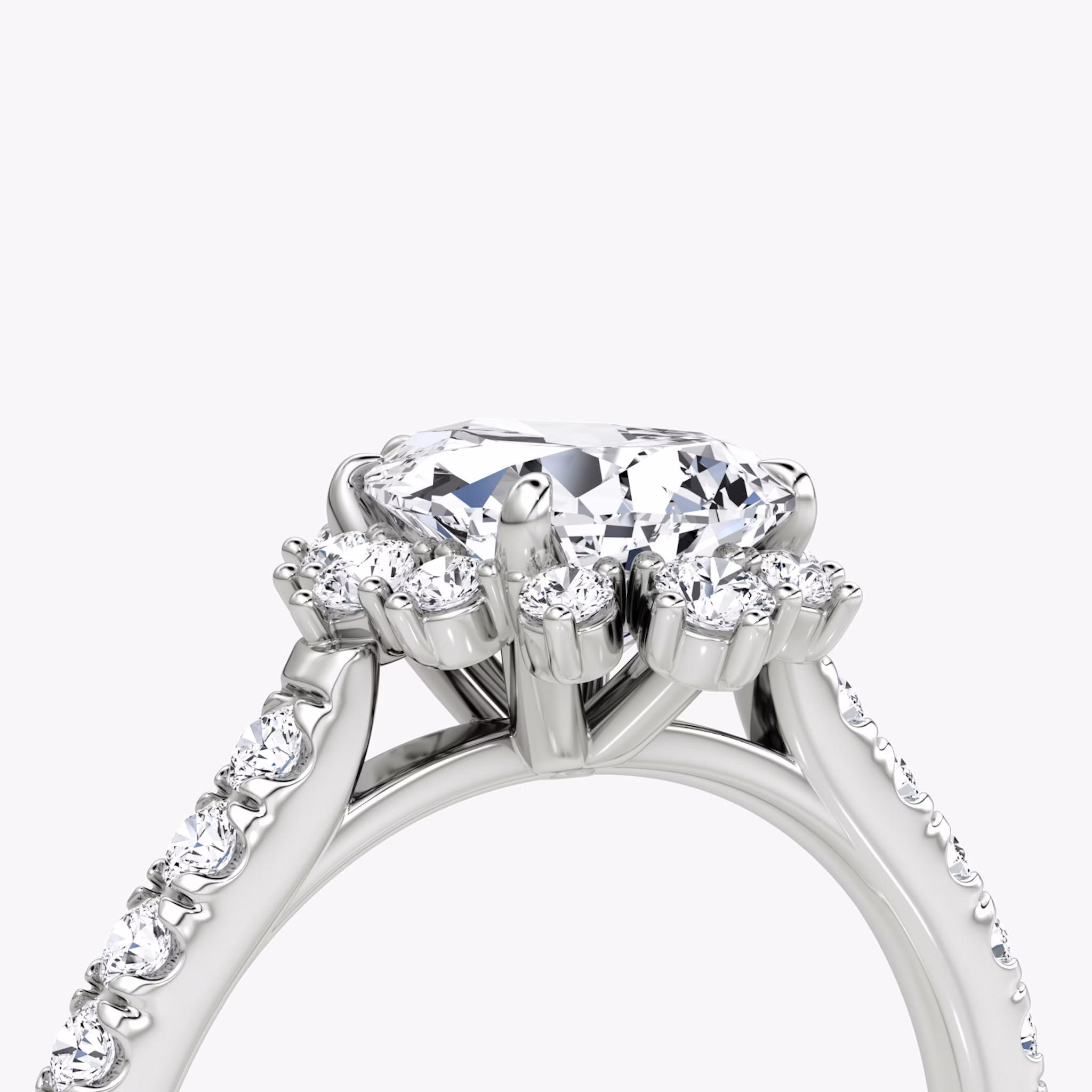 The Aurora Halo | Pear | 18k | White Gold | bandAccent: Pavé | diamondOrientation: vertical | caratWeight: other
