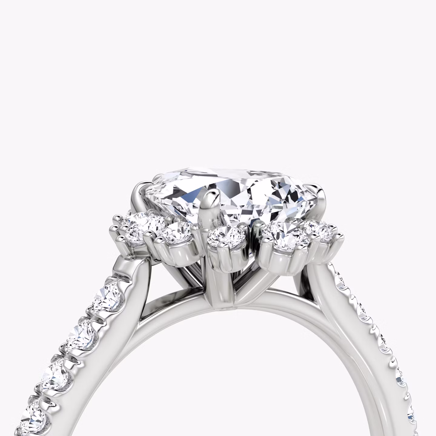 The Aurora Halo | Pear | Platinum | bandAccent: Pavé | diamondOrientation: vertical | caratWeight: other