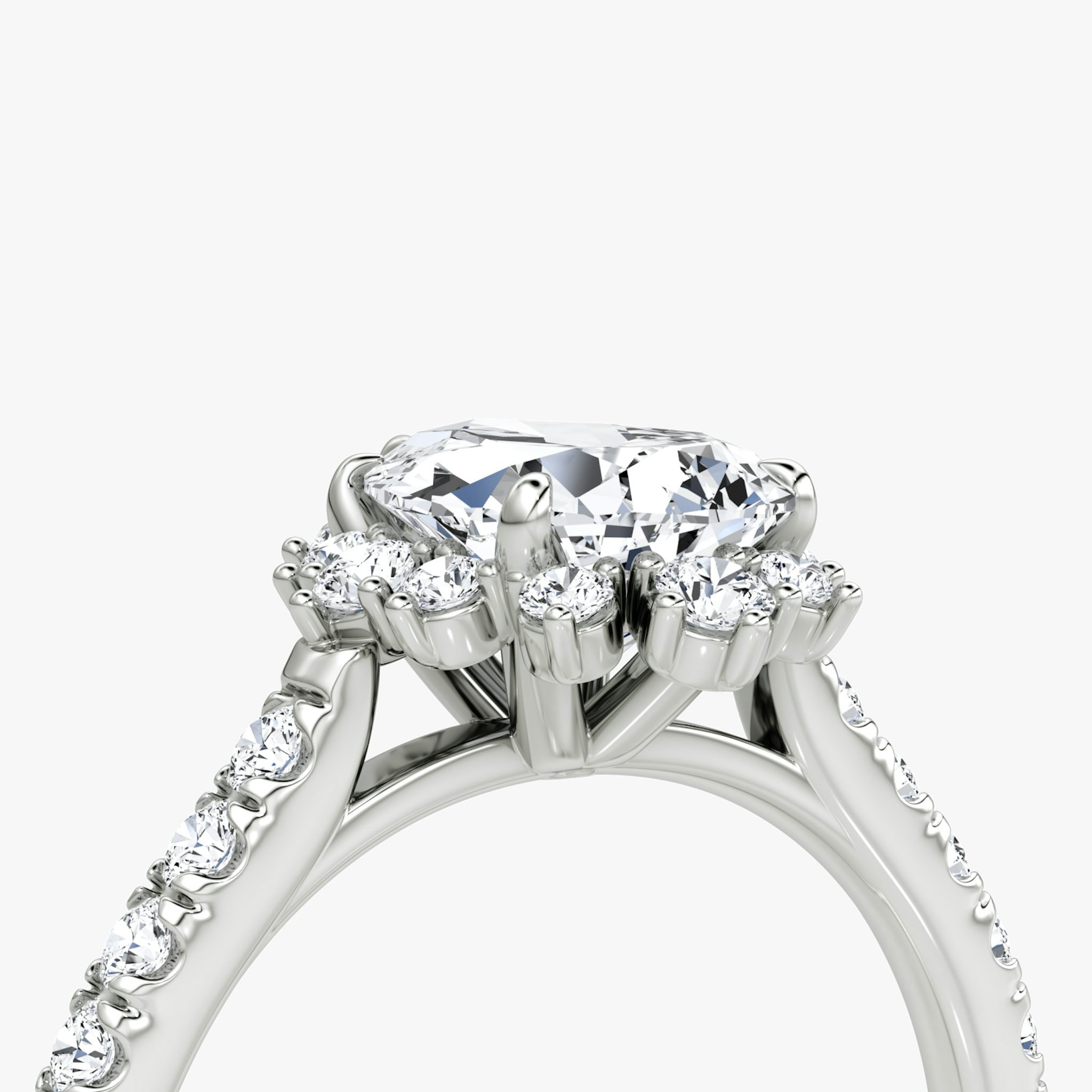 The Aurora Halo | Pear | 18k | White Gold | bandAccent: Pavé | diamondOrientation: vertical | caratWeight: other