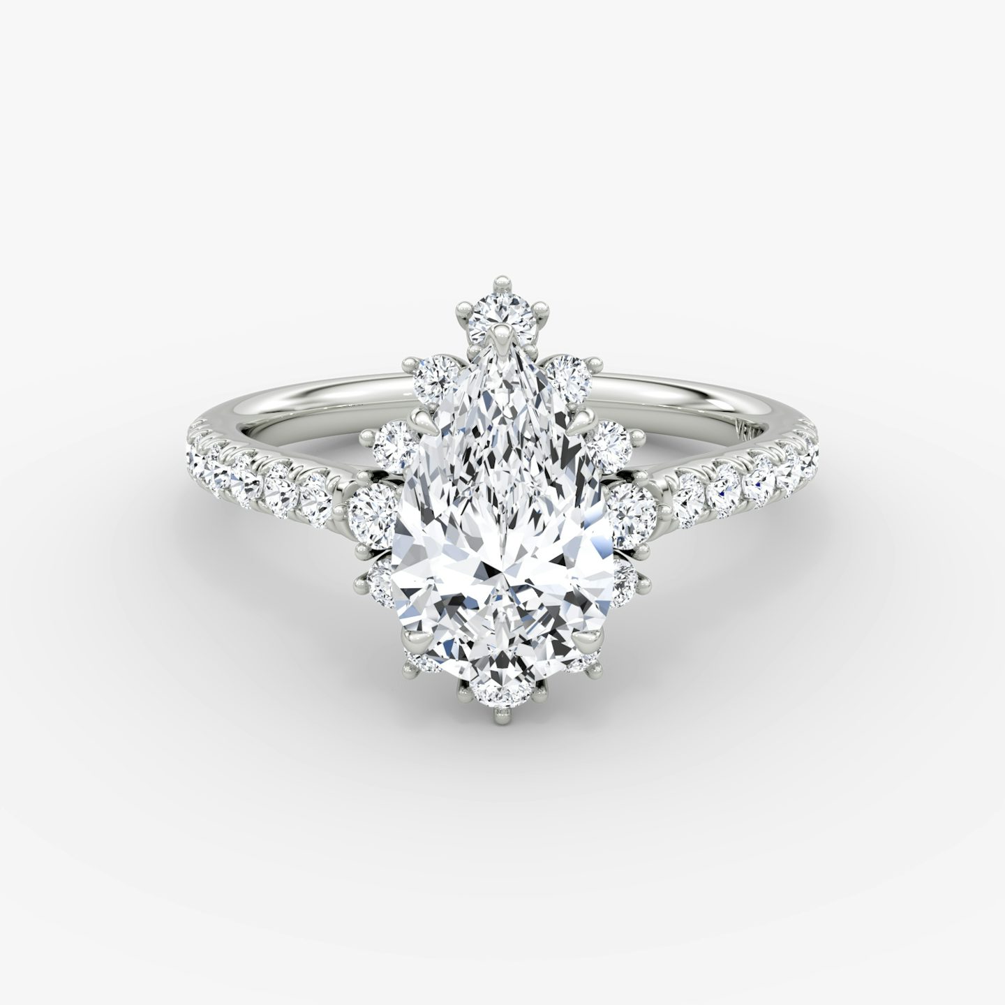 The Aurora Halo | Pear | Platinum | bandAccent: Pavé | diamondOrientation: vertical | caratWeight: other