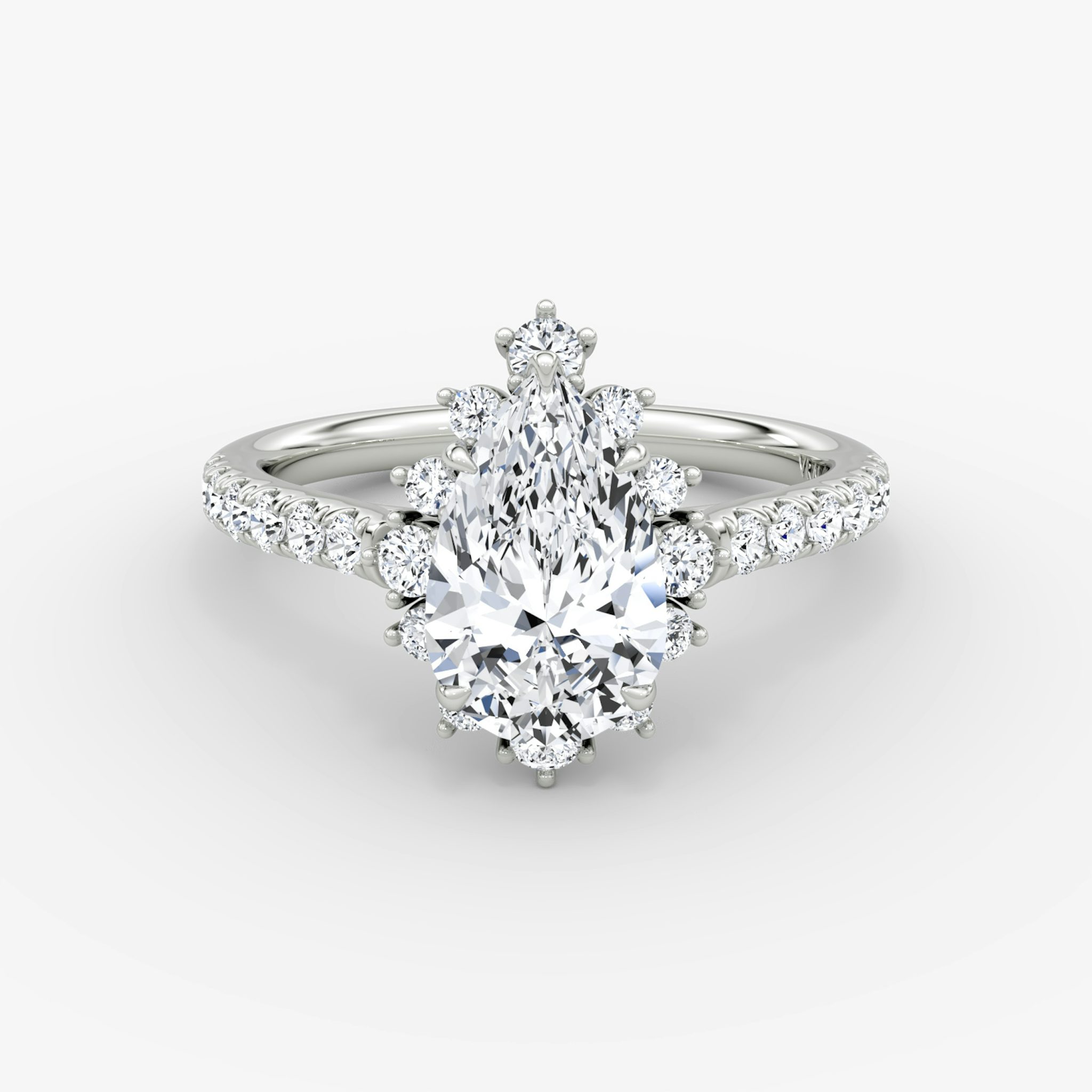 The Aurora Halo | Pear | 18k | White Gold | bandAccent: Pavé | diamondOrientation: vertical | caratWeight: other