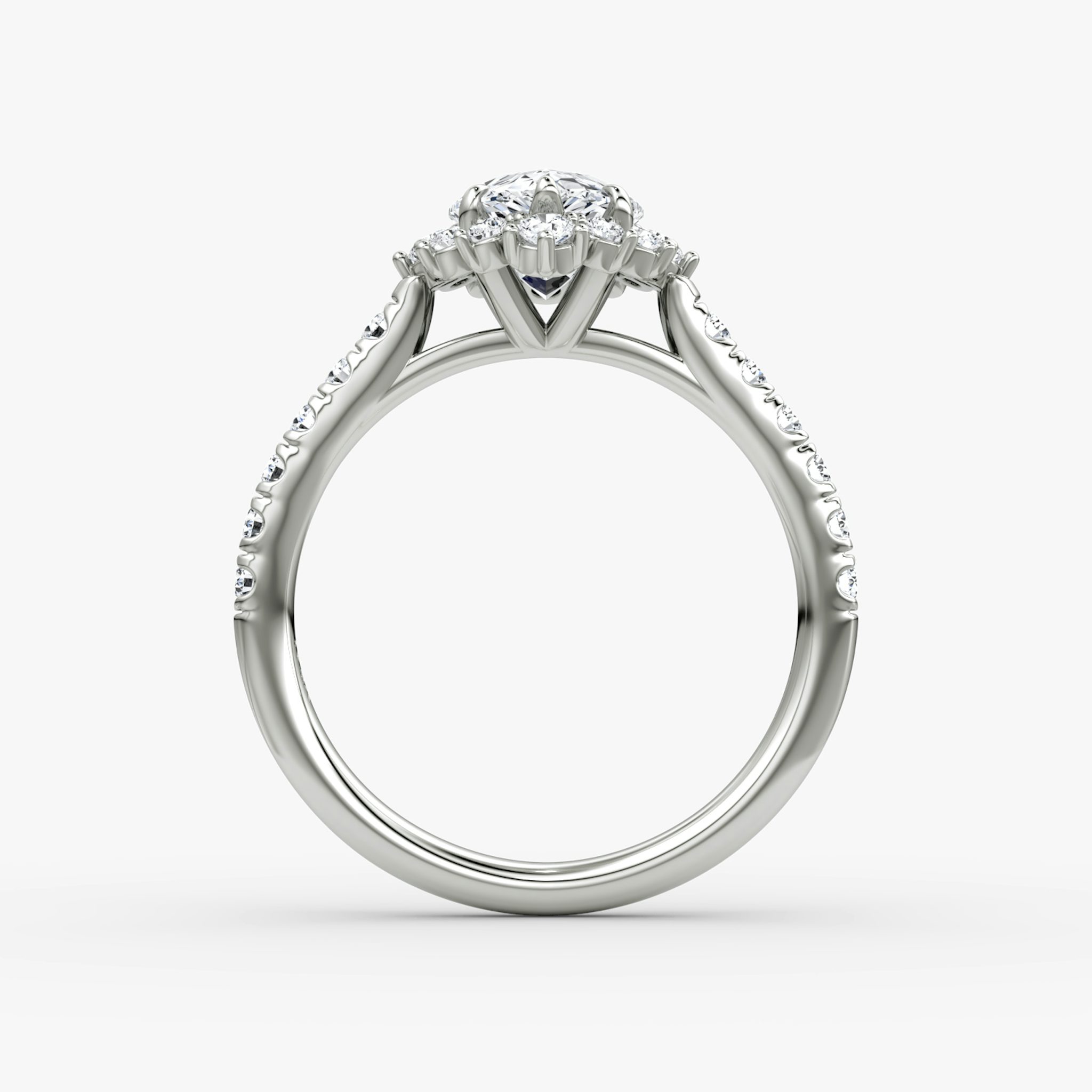 The Aurora Halo | Pear | 18k | White Gold | bandAccent: Pavé | diamondOrientation: vertical | caratWeight: other