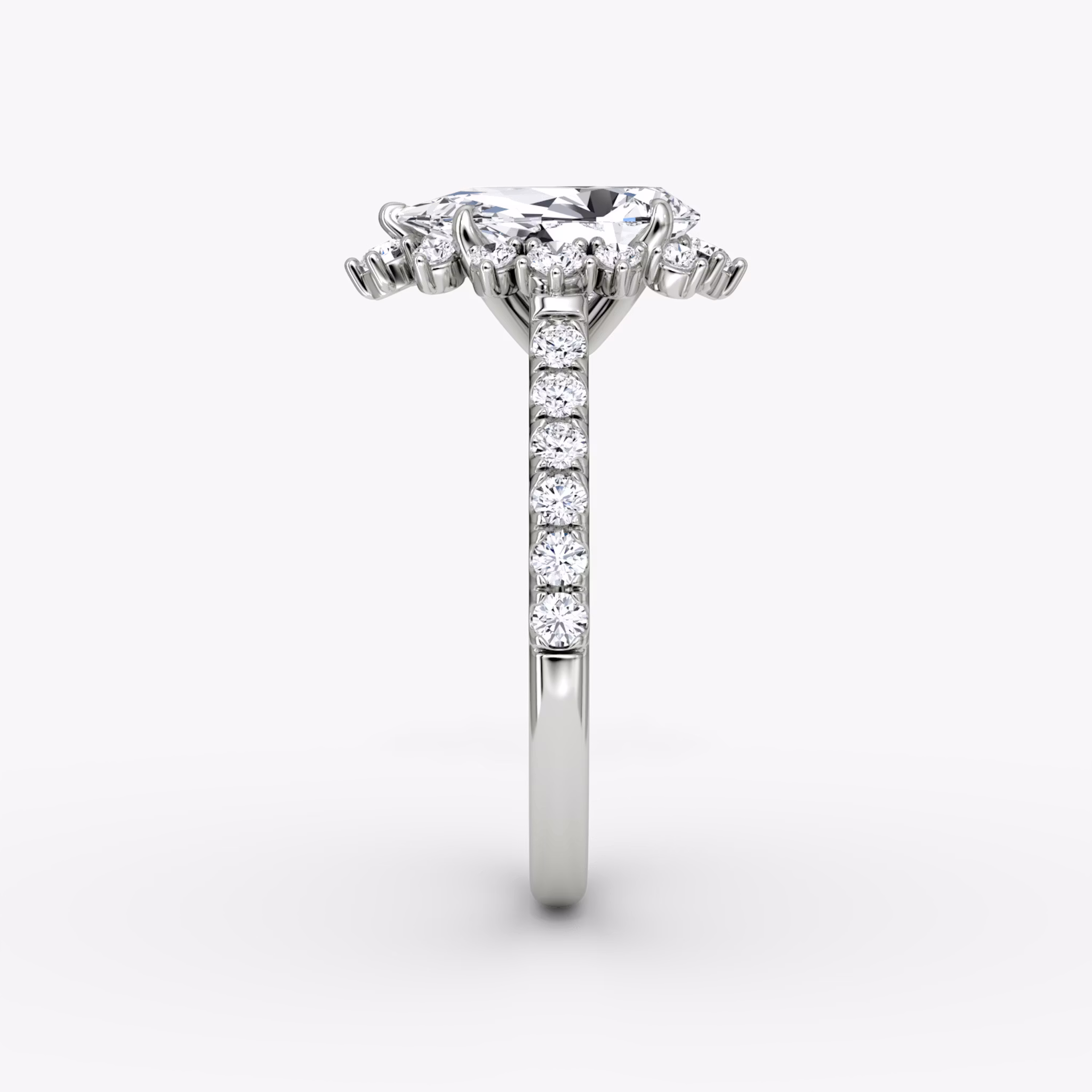 The Aurora Halo | Pear | 18k | White Gold | bandAccent: Pavé | diamondOrientation: vertical | caratWeight: other