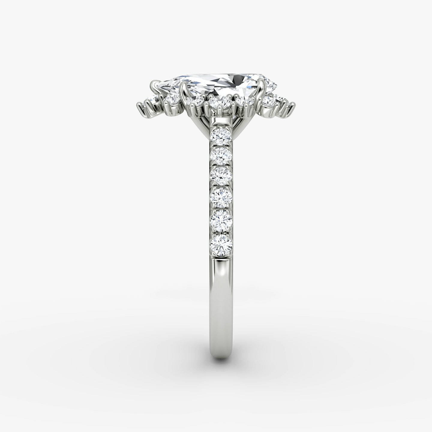 The Aurora Halo | Pear | Platinum | bandAccent: Pavé | diamondOrientation: vertical | caratWeight: other