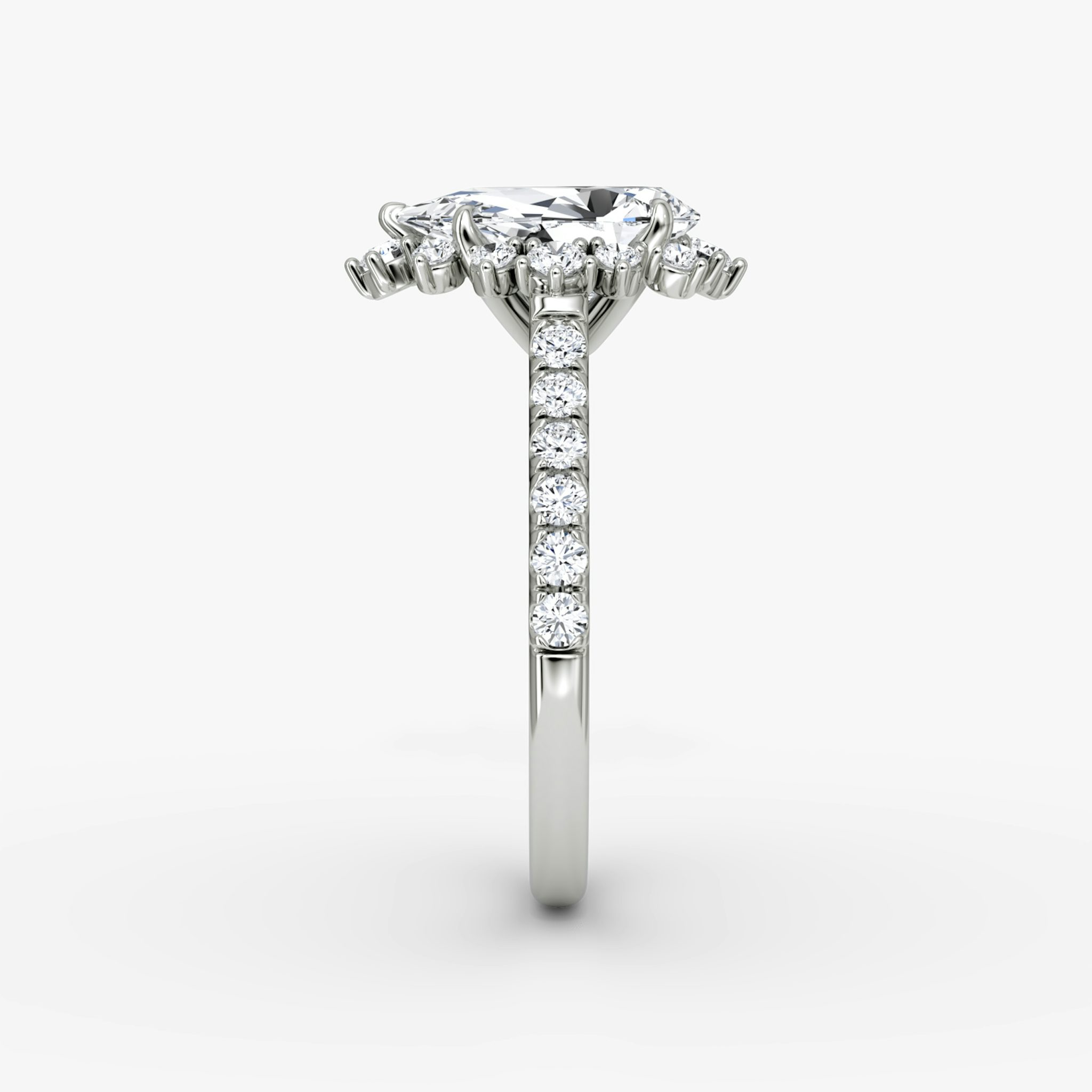 The Aurora Halo | Pear | 18k | White Gold | bandAccent: Pavé | diamondOrientation: vertical | caratWeight: other
