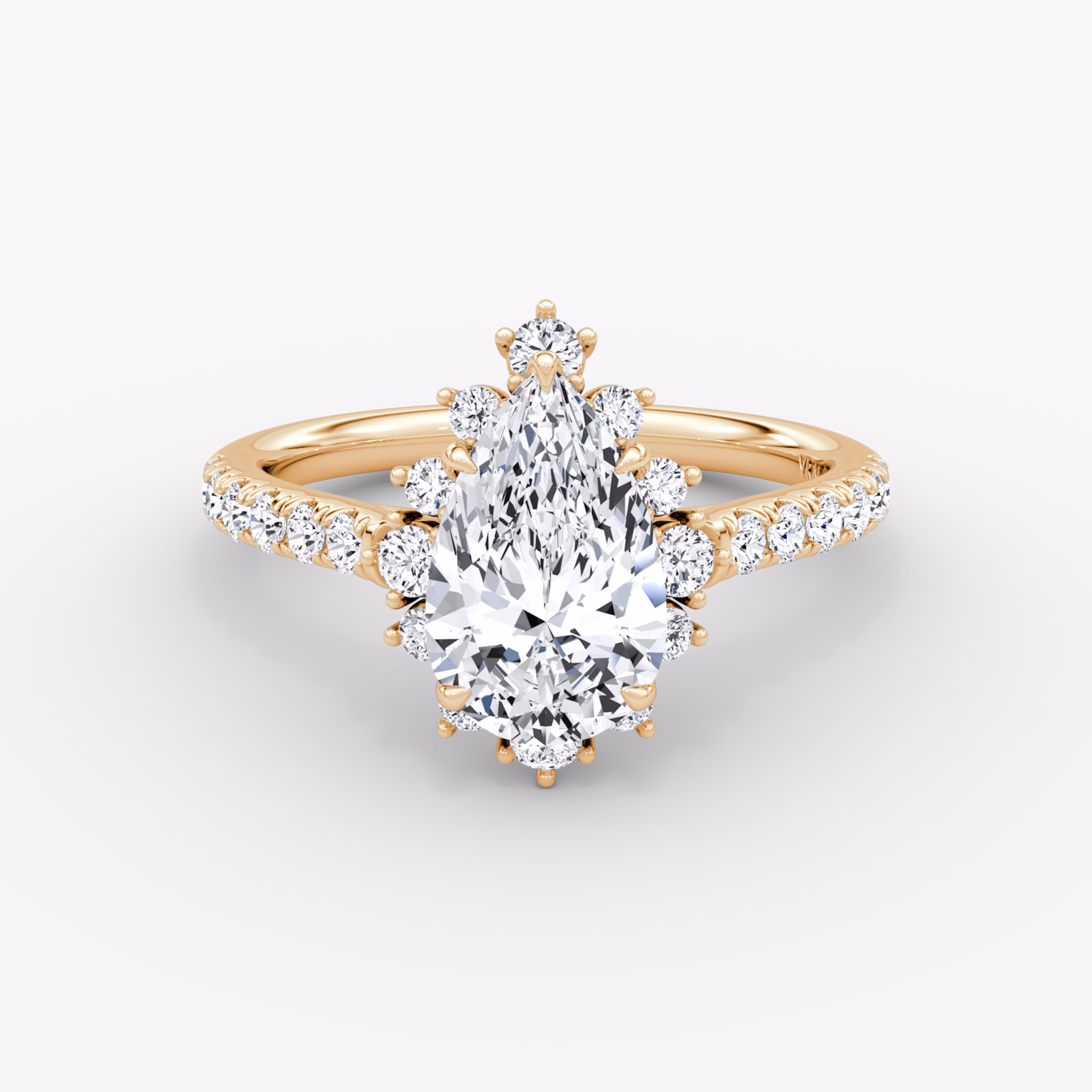 The Aurora Halo | Pear | 14k | Rose Gold | bandAccent: Pavé | diamondOrientation: vertical | caratWeight: other