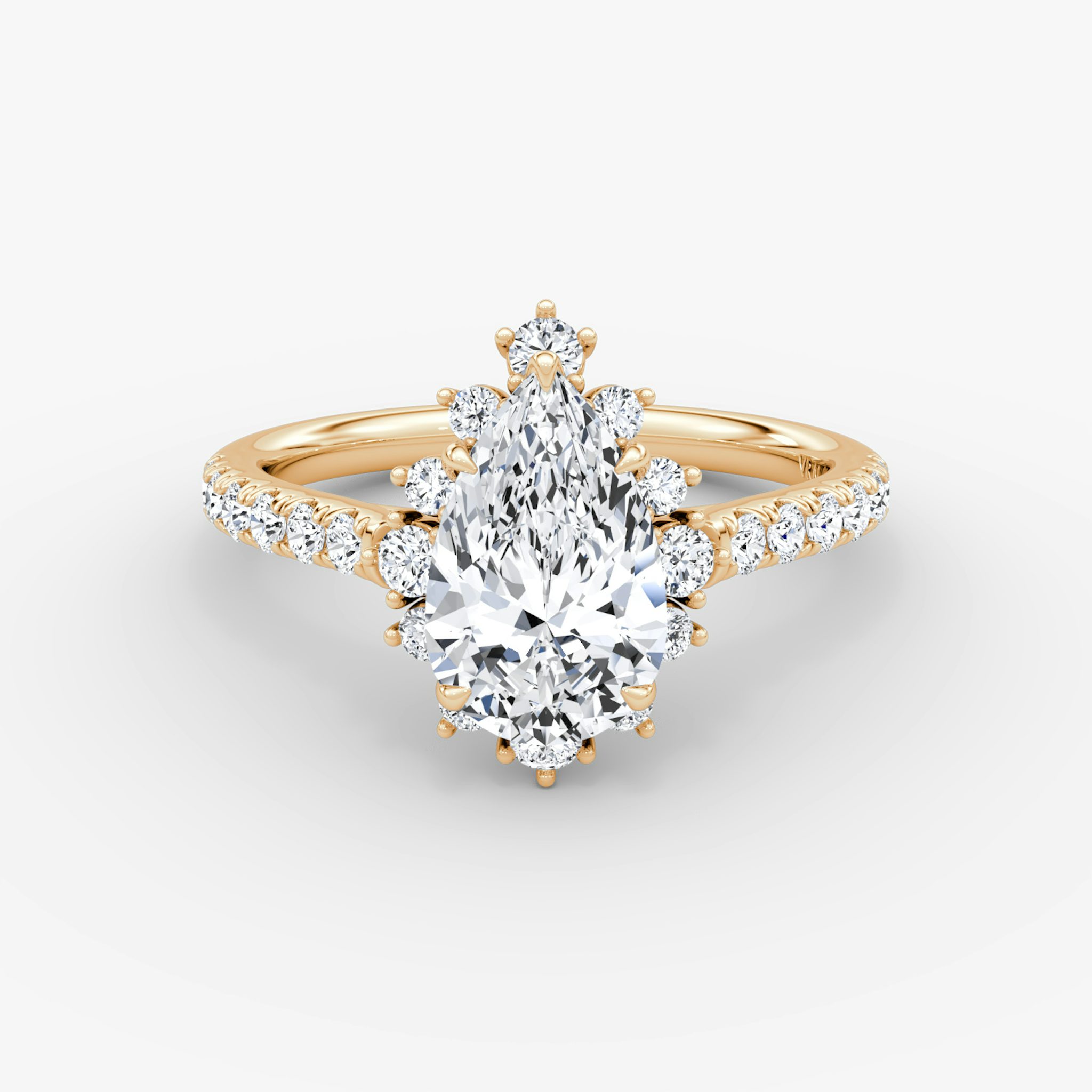 The Aurora Halo | Pear | 14k | Rose Gold | bandAccent: Pavé | diamondOrientation: vertical | caratWeight: other
