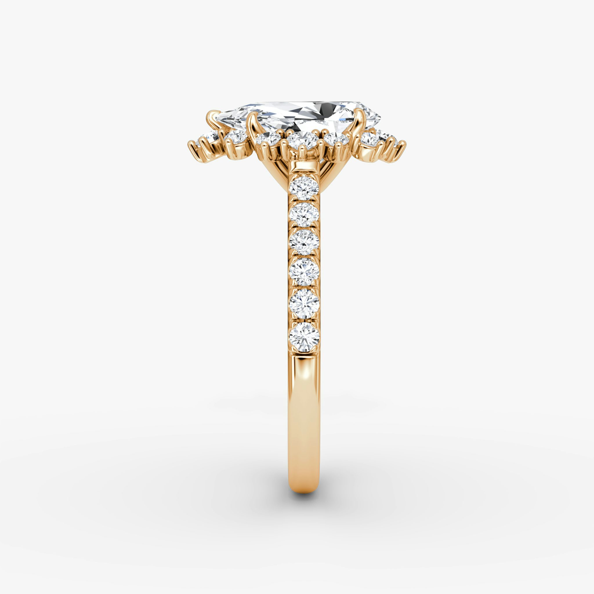 The Aurora Halo | Pear | 14k | Rose Gold | bandAccent: Pavé | diamondOrientation: vertical | caratWeight: other