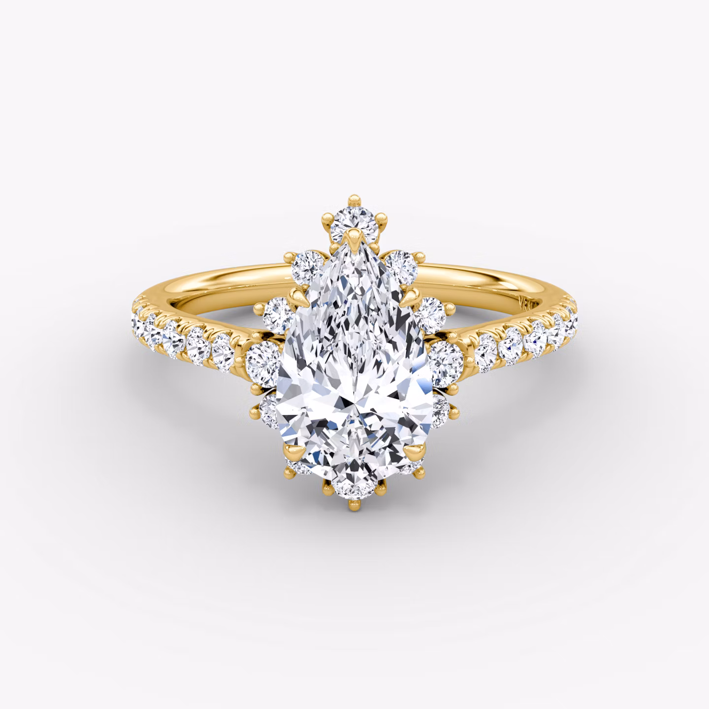The Aurora Halo Pear | Yellow Gold