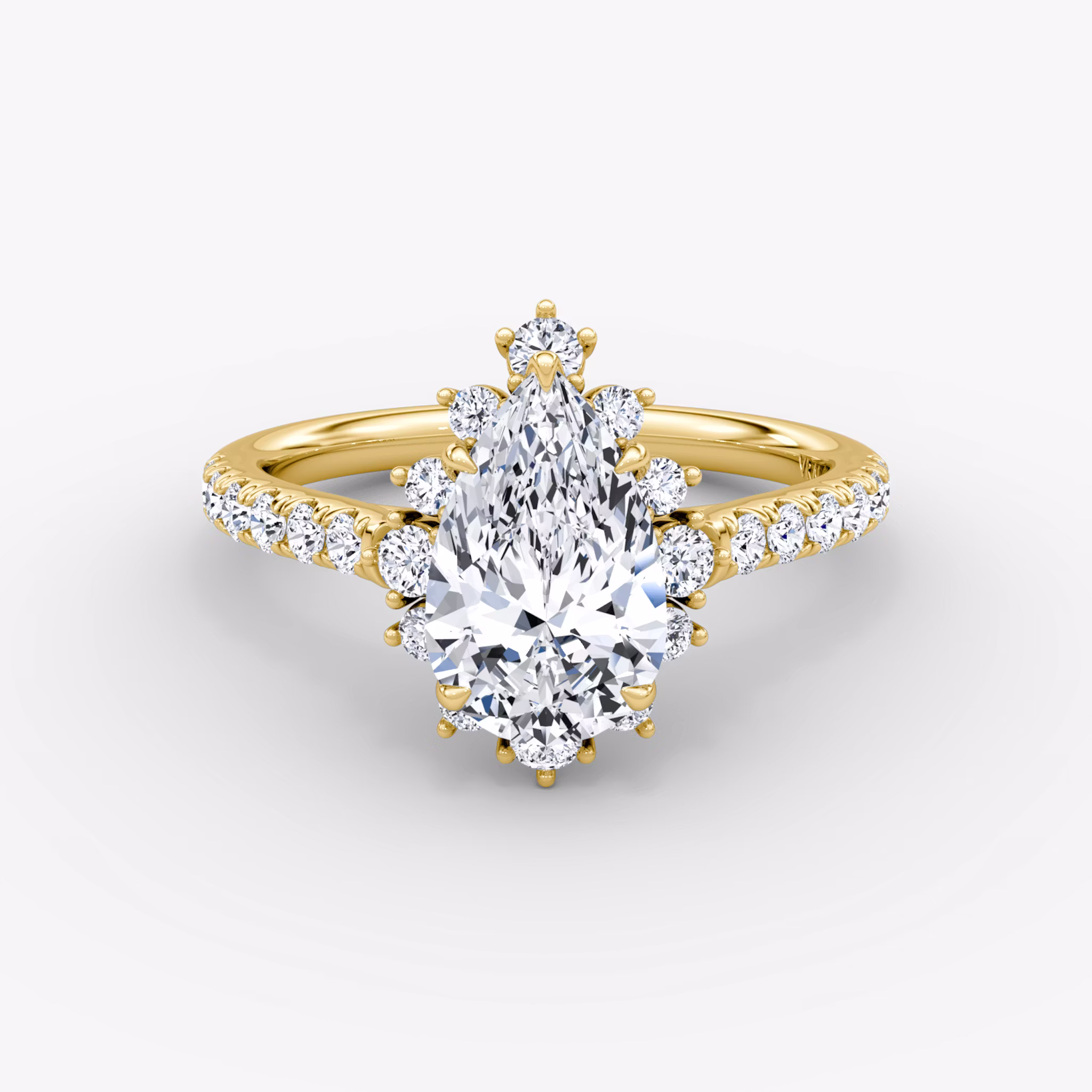 The Aurora Halo Pear | Yellow Gold