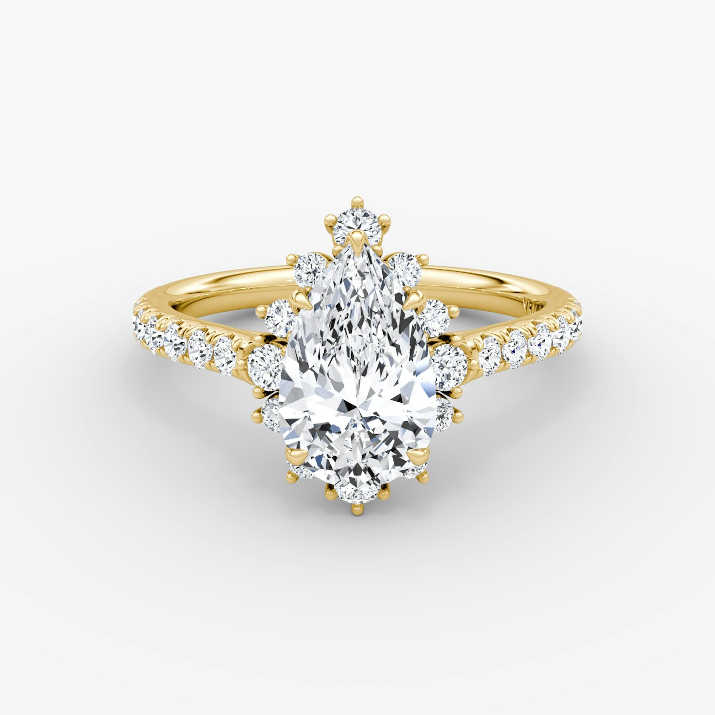 The Aurora Halo | Pear | 18k | Yellow Gold | bandAccent: Pavé | diamondOrientation: vertical | caratWeight: other