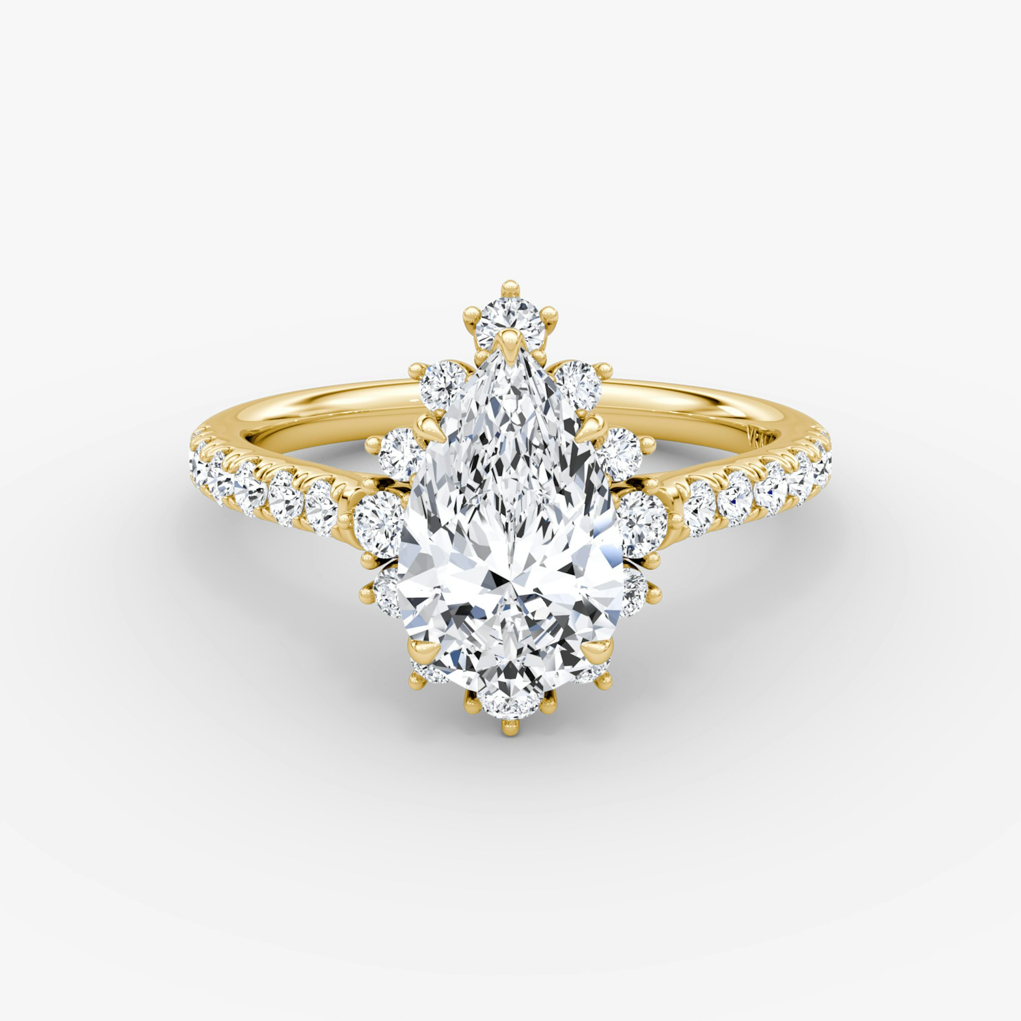 The Aurora Halo | Pear | 18k | Yellow Gold | bandAccent: Pavé | diamondOrientation: vertical | caratWeight: other