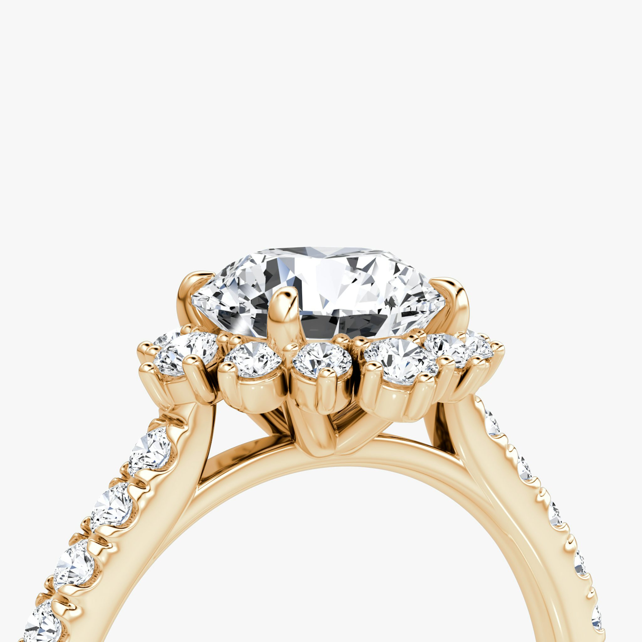 The Aurora Halo | Round Brilliant | 14k | Rose Gold | bandAccent: Pavé | caratWeight: other | diamondOrientation: vertical