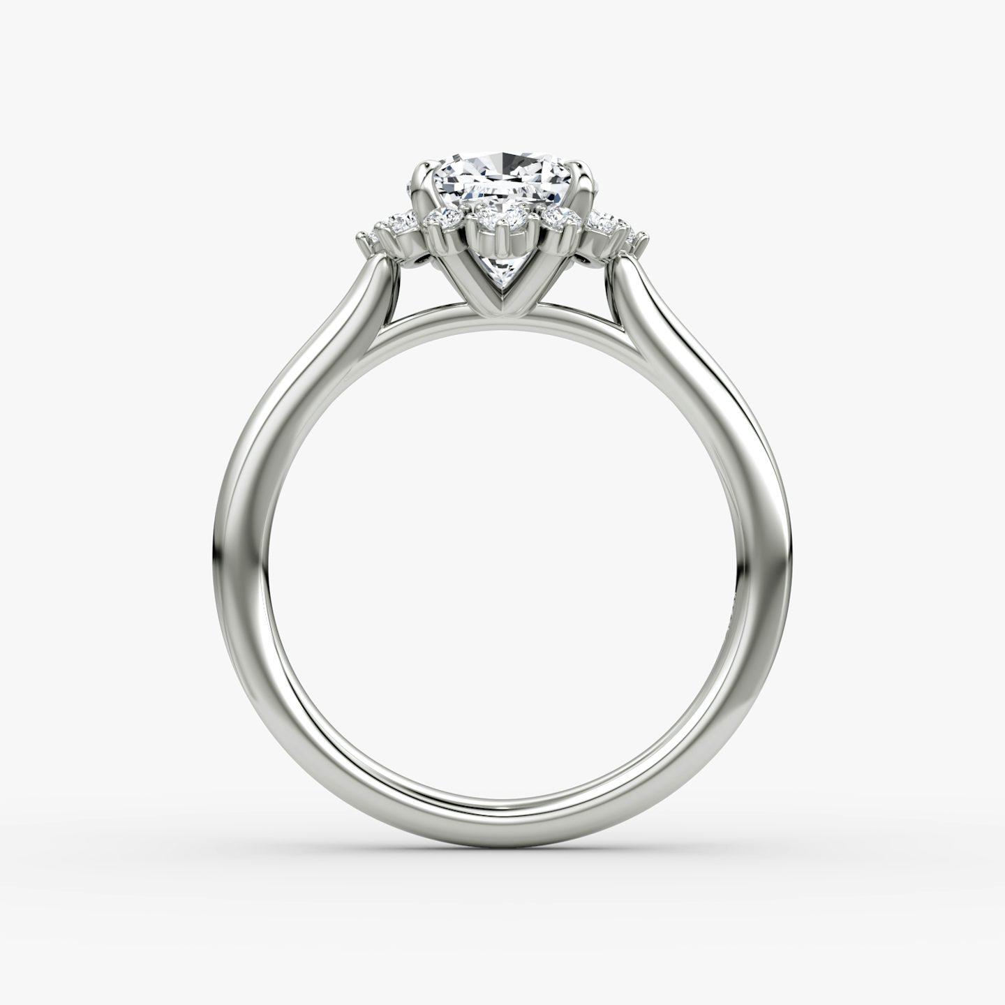 The Aurora Halo | Cushion | 18k | White Gold | bandAccent: Plain | diamondOrientation: vertical | caratWeight: other