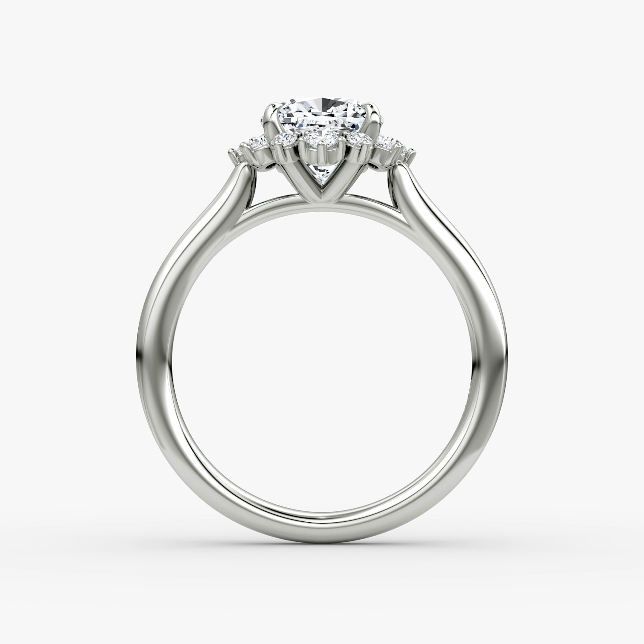 The Aurora Halo | Cushion | 18k | White Gold | bandAccent: Plain | diamondOrientation: vertical | caratWeight: other