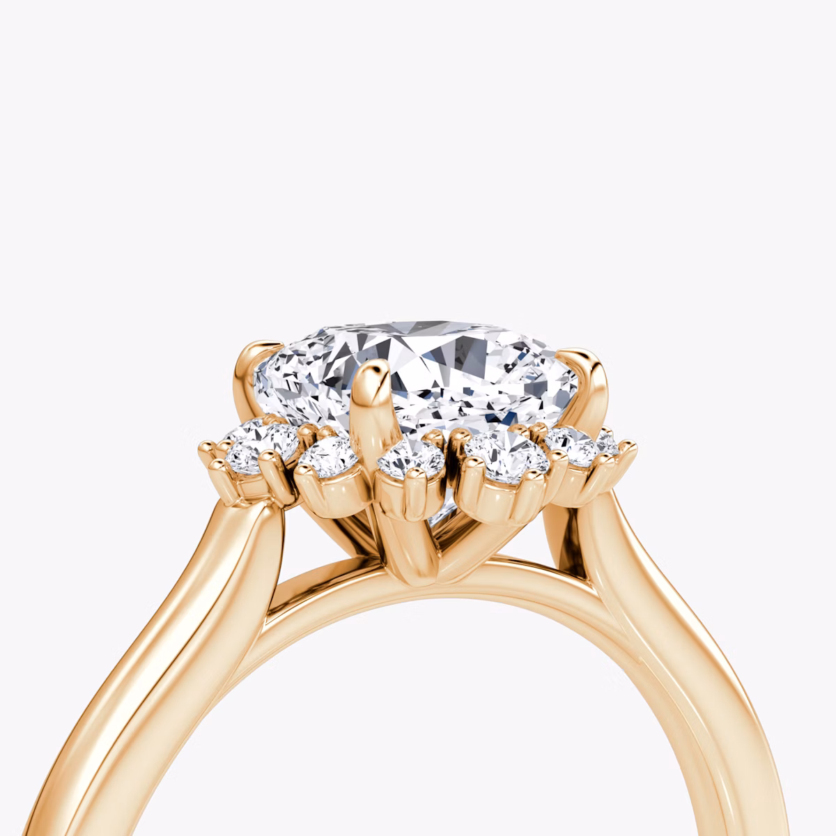 The Aurora Halo | Cushion | 14k | Rose Gold | bandAccent: Plain | diamondOrientation: vertical | caratWeight: other