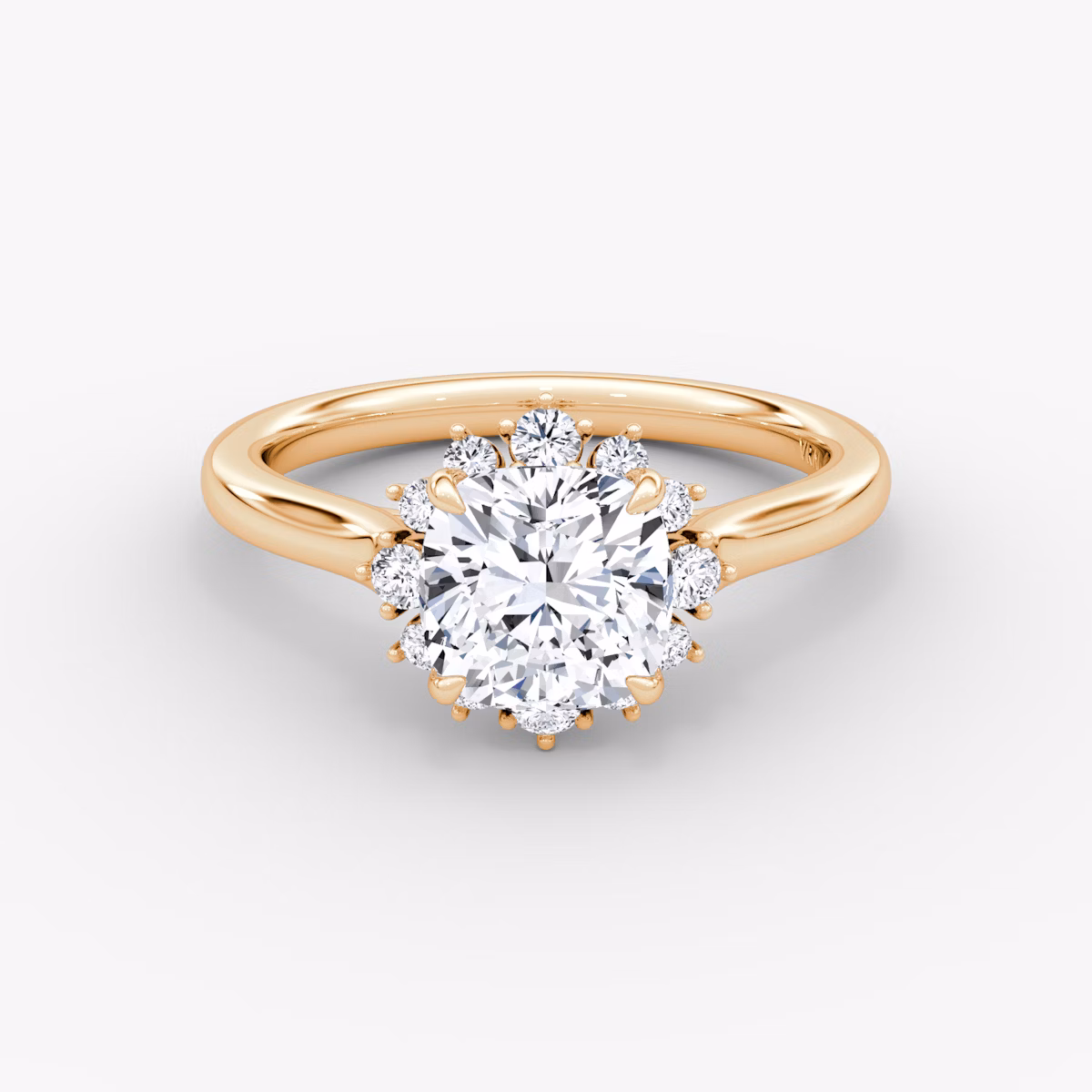 The Aurora Halo | Cushion | 14k | Rose Gold | bandAccent: Plain | diamondOrientation: vertical | caratWeight: other