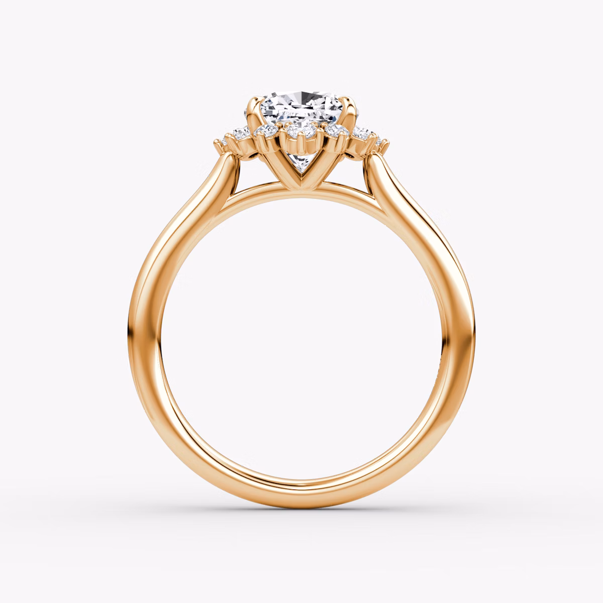 The Aurora Halo | Cushion | 14k | Rose Gold | bandAccent: Plain | diamondOrientation: vertical | caratWeight: other