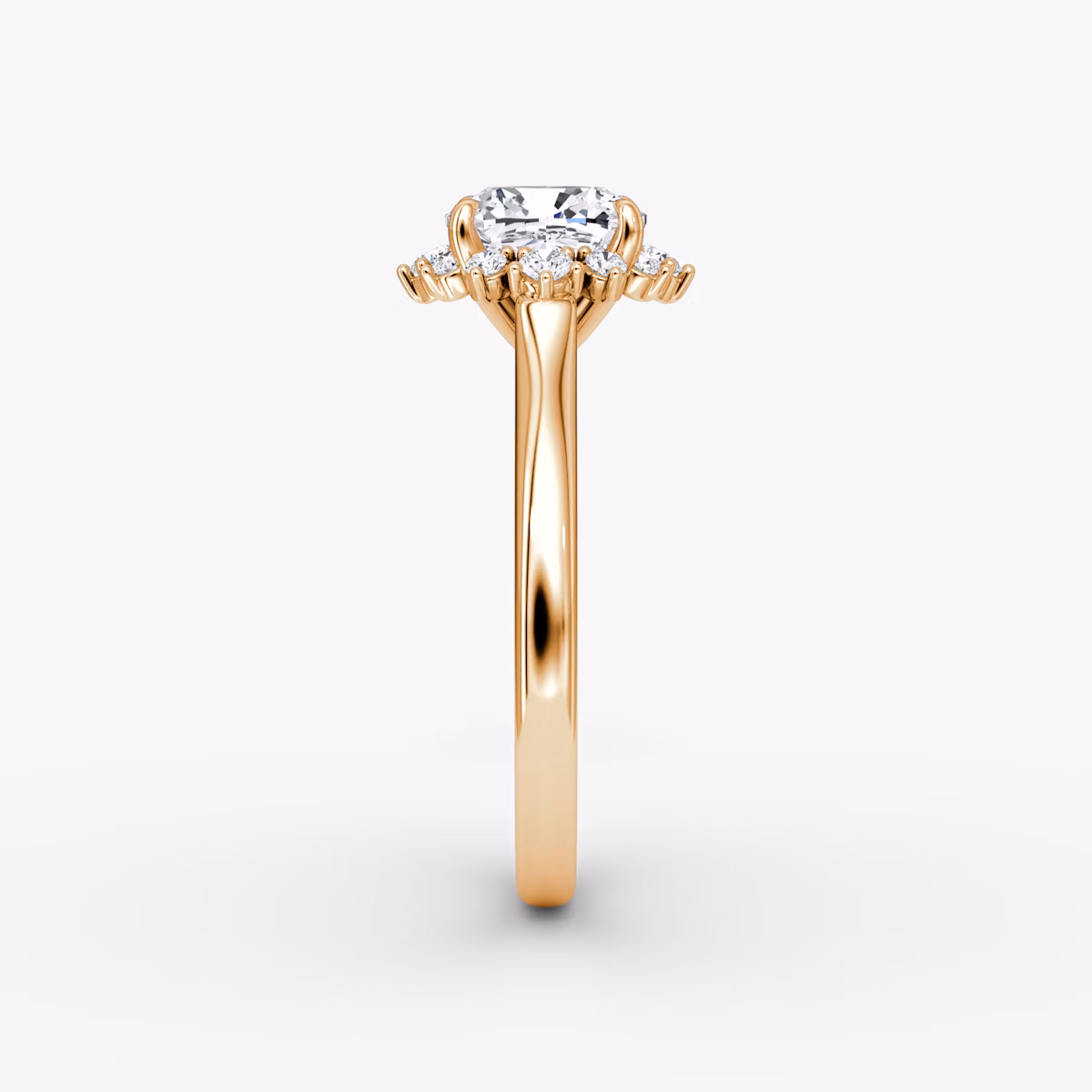 The Aurora Halo | Cushion | 14k | Rose Gold | bandAccent: Plain | diamondOrientation: vertical | caratWeight: other