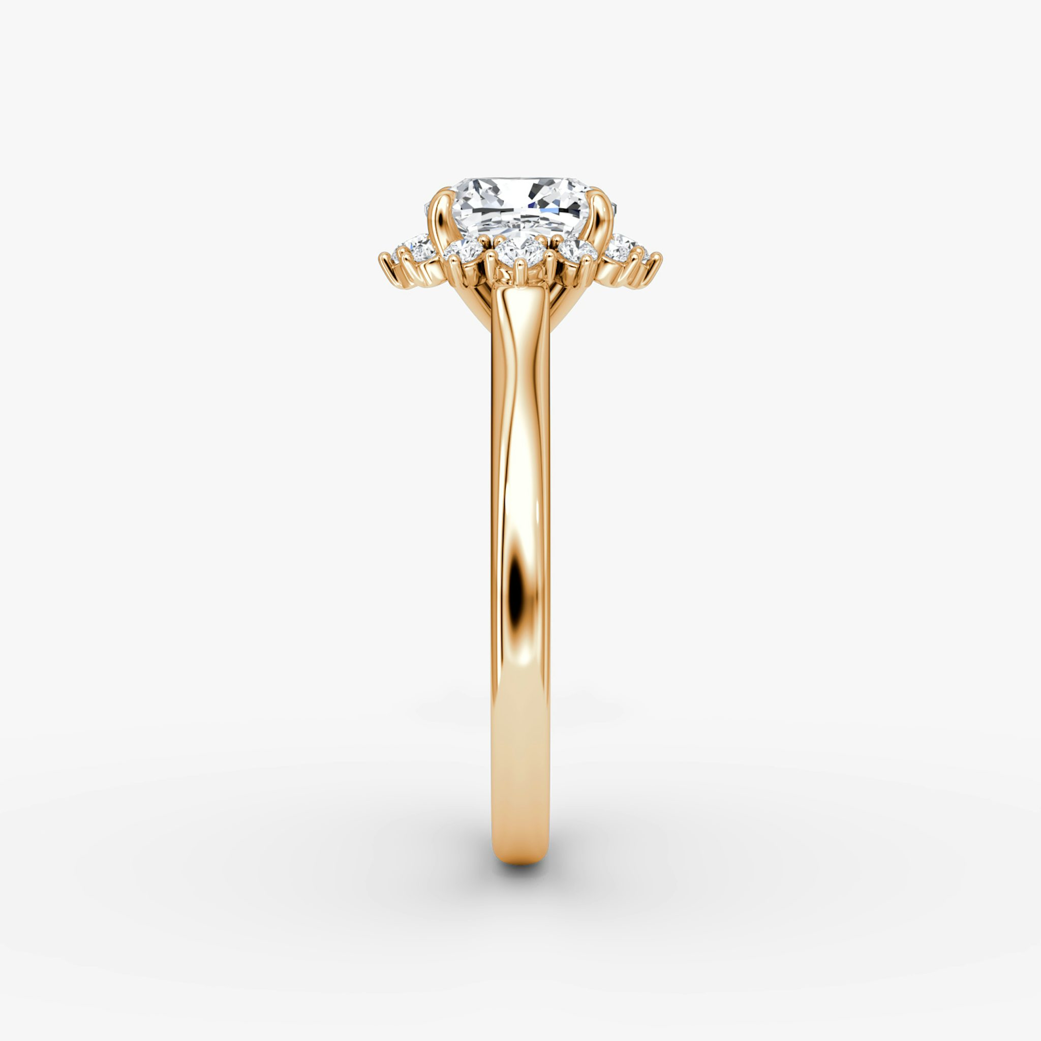 The Aurora Halo | Cushion | 14k | Rose Gold | bandAccent: Plain | diamondOrientation: vertical | caratWeight: other